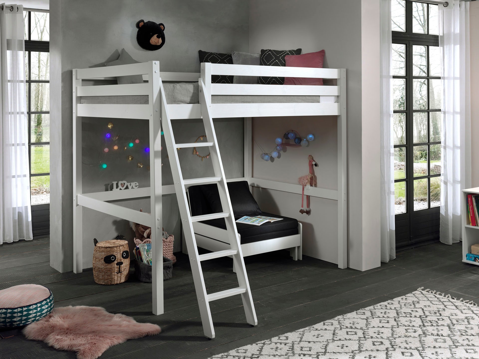 Image of Vipack Hochbett "Pino" Made in Europe, mit Sessel