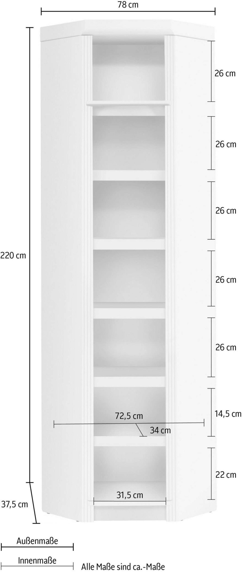 GOODproduct Eckregal »Soeren Regal Höhe 220 cm, massive Kiefer, FSC®-zertifiziert« passend für Regale Soeren mit einer Tiefe von 29 cm