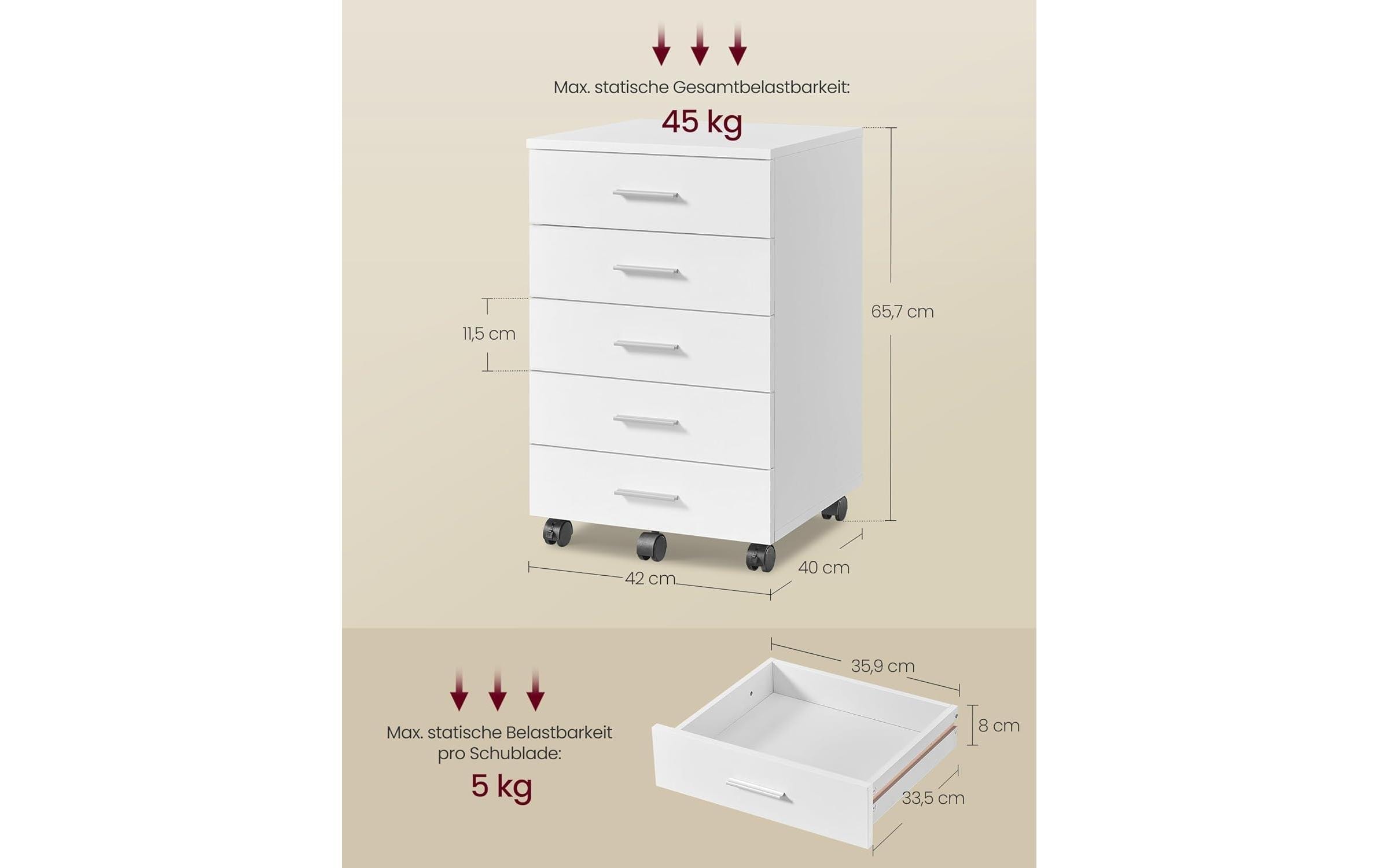 SONGMICS Rollcontainer »42 x 40 x 65.7 cm«