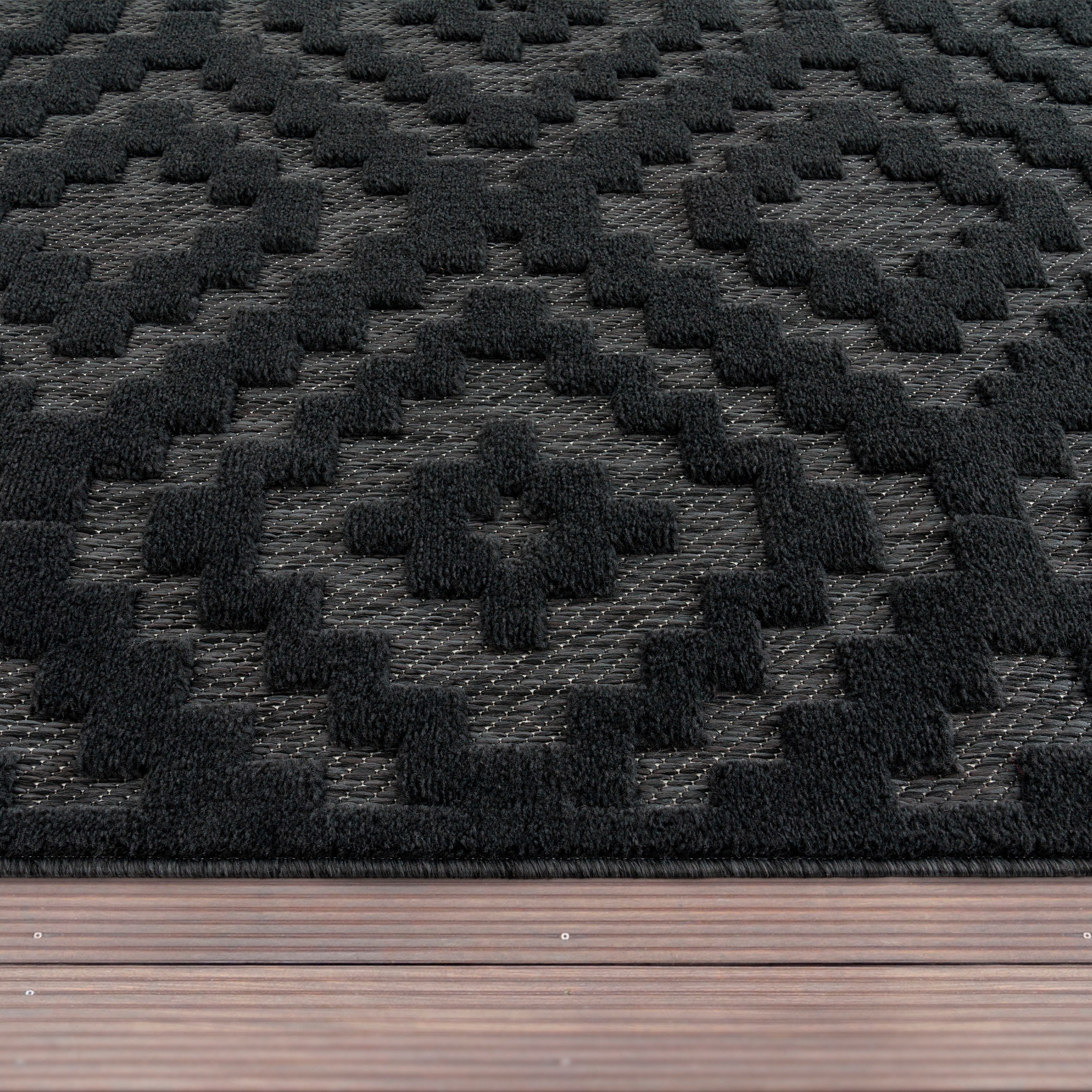 Paco Home Teppich »Livorno 672«, geeignet rechteckig, Scandi, Hoch-Tief kaufen Effekt, Uni-Farben, Outdoor Muster, Rauten