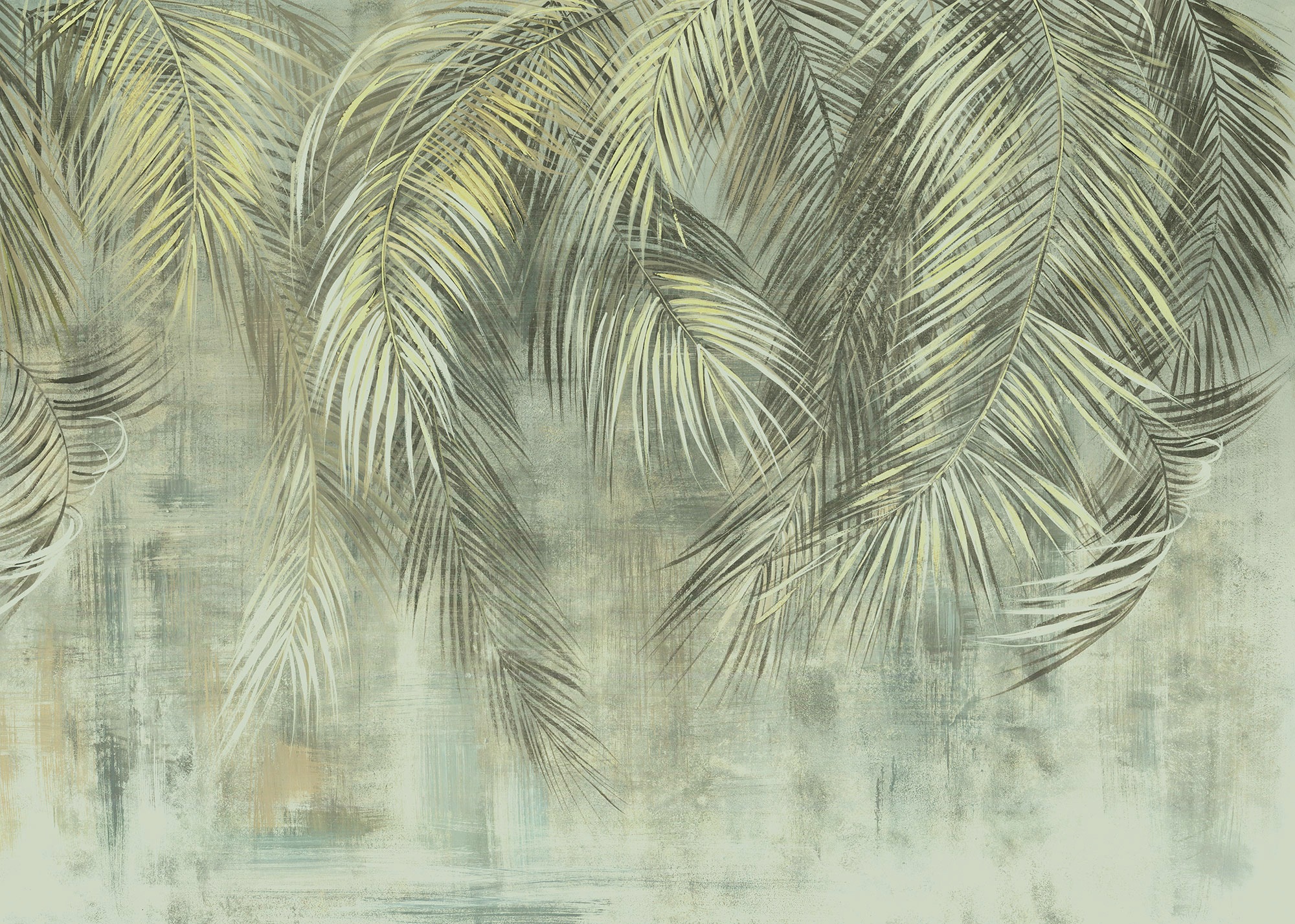 Image of Komar Vliestapete "Digitaldruck Vlies - Palm Fronds - Grösse 350 x 250 cm" bedruckt glatt Wohnzimmer, Schlafzimmer