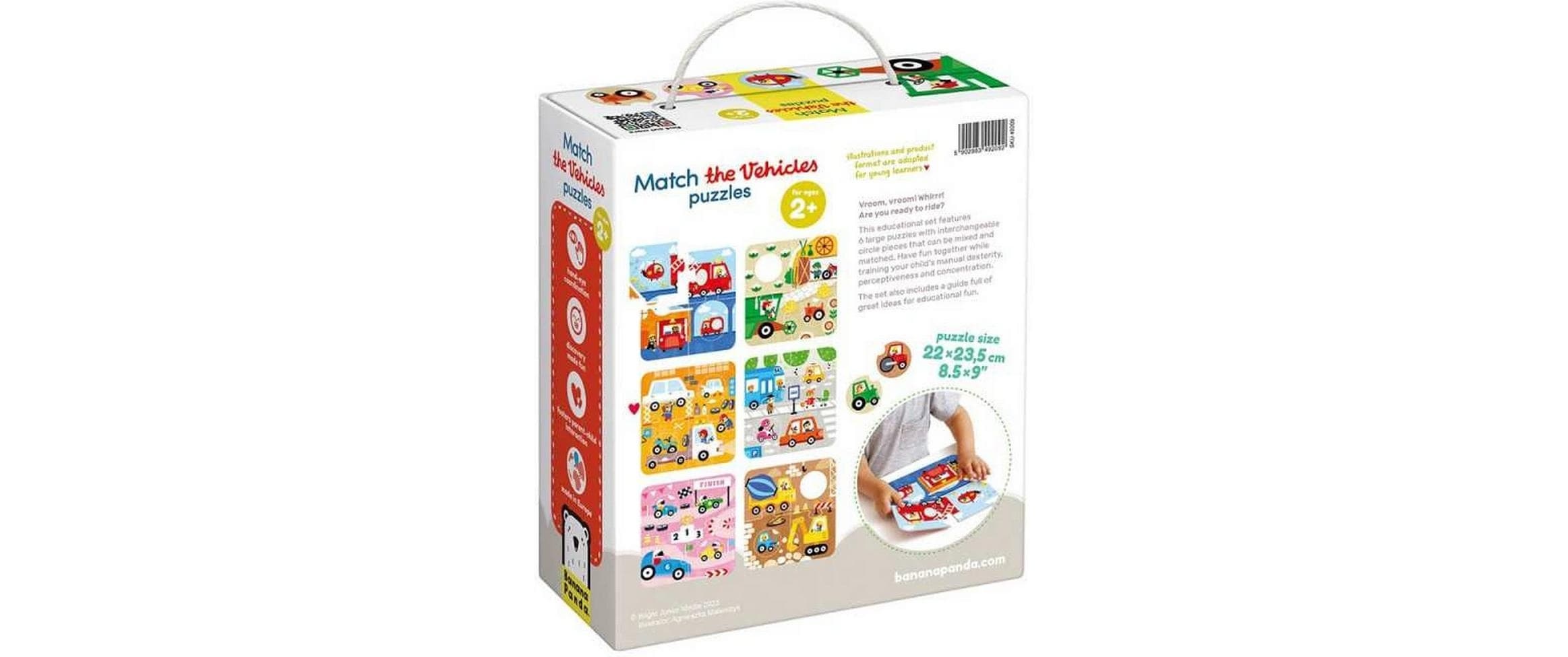   Puzzle »Banana Panda Match the Vehicles Pappe 36 Teile« Englisch, Multilingual