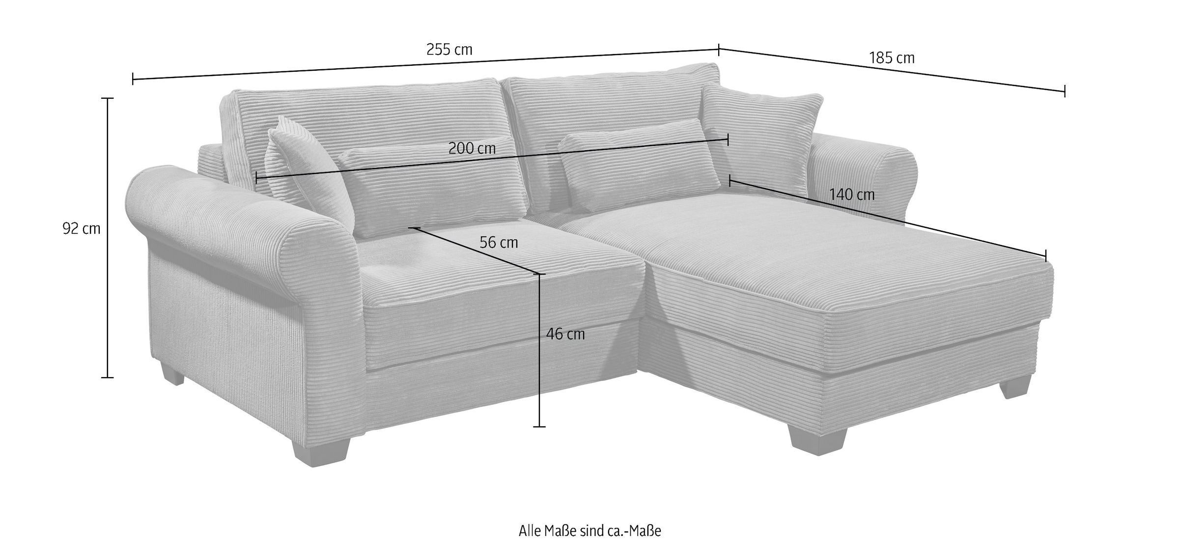 ED EXCITING DESIGN 2-Sitzer »Angelina«, frei im Raum stellbar, mit Bettkasten, mit Schlaffunktion