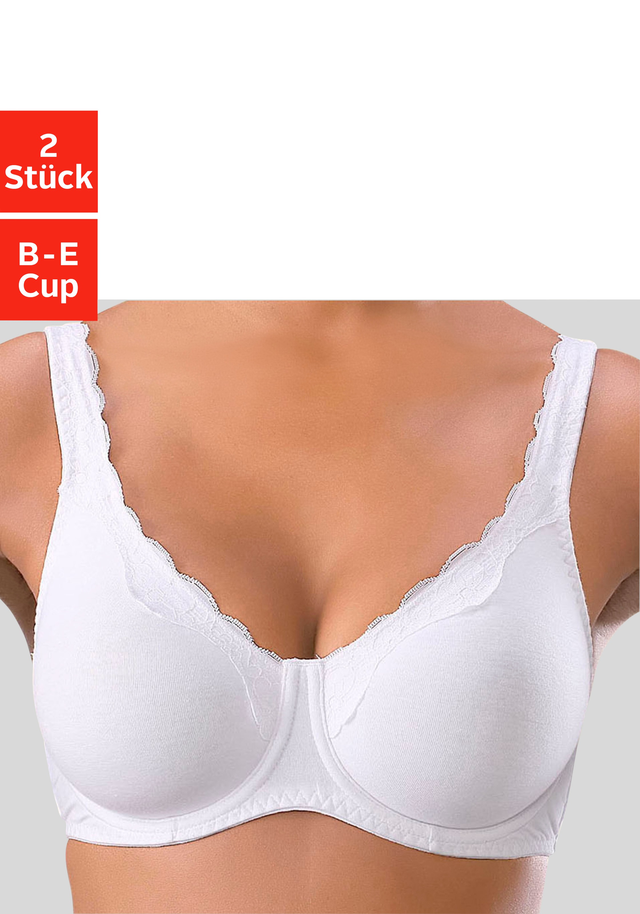 Image of petite fleur Bügel-BH Packung, 2 Stück, aus Baumwolle mit breiteren Trägern – auch ideal für grosse Grössen