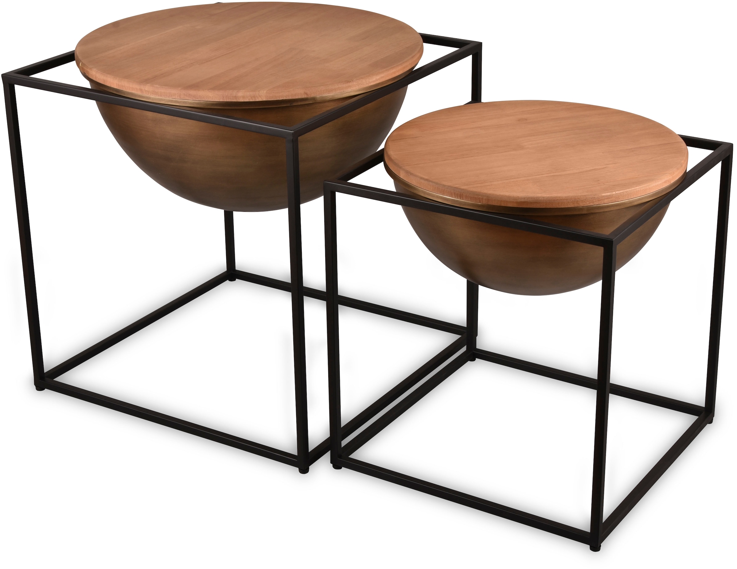 MIRRORS AND MORE Beistelltisch »Celli« 1 Stk. tlg. Kombination aus Holz und Metall