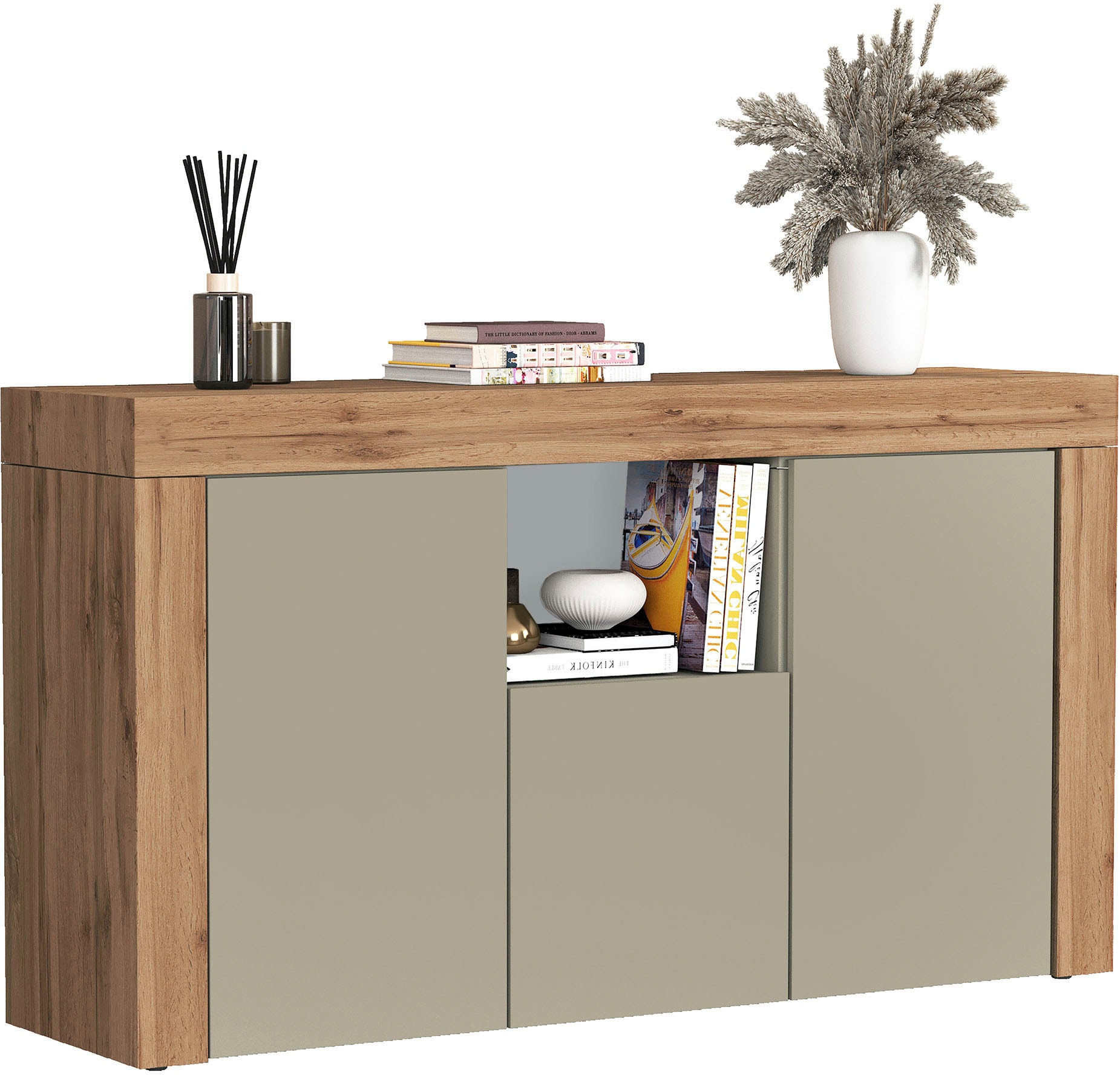 INOSIGN Sideboard »CHRONOS Breite 155 cm mit 3 Türen, 1 offenes und 6 geschlossene Fächer« 1 Stk. tlg. Sideboard,Kommode, Schrank, Grifflos mit Push to Open, Made in Italy