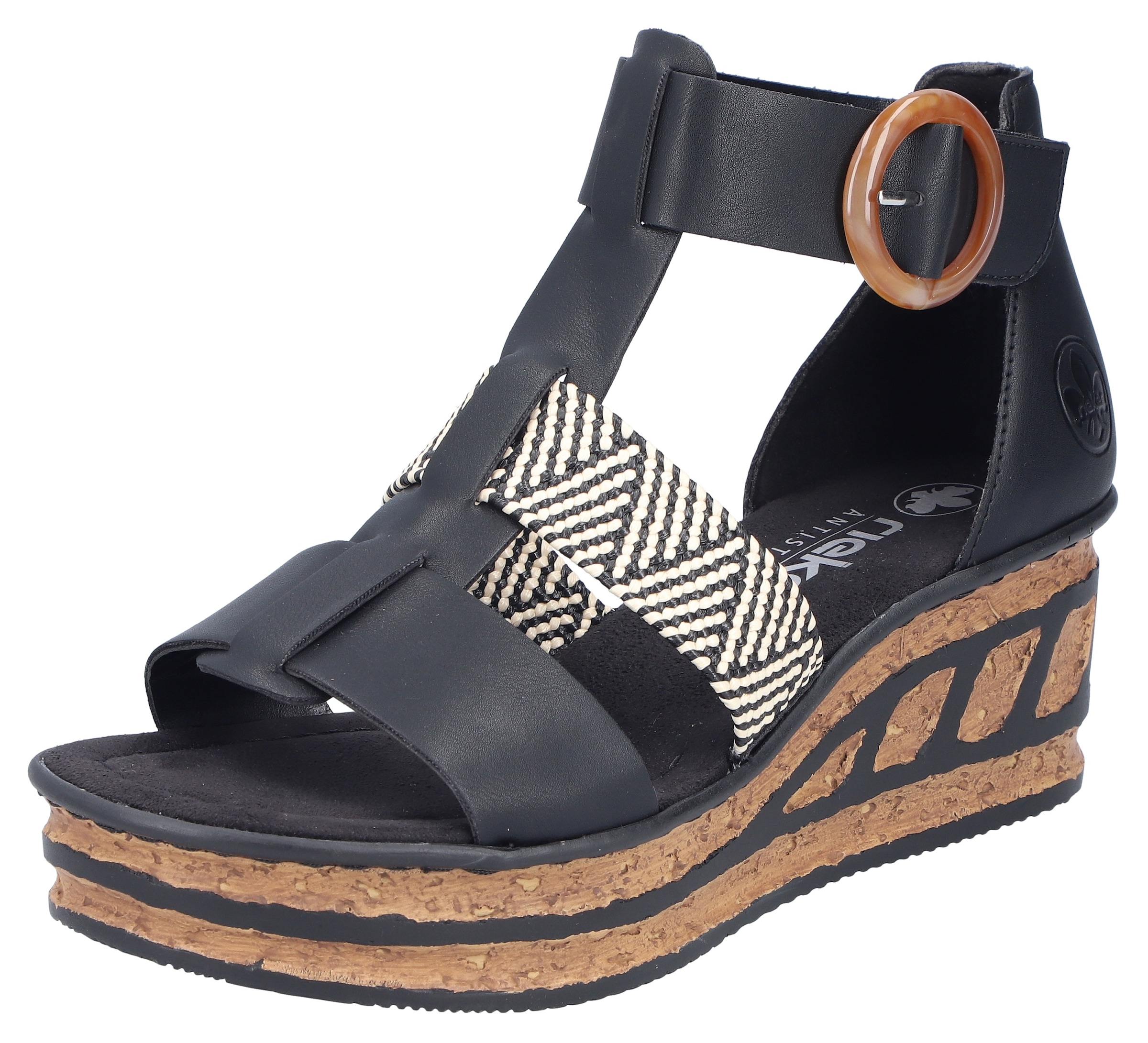 Image of Rieker Keilsandalette Sommerschuh, Plateausandalette, Sandale mit modischem 6 cm Keilabsatz