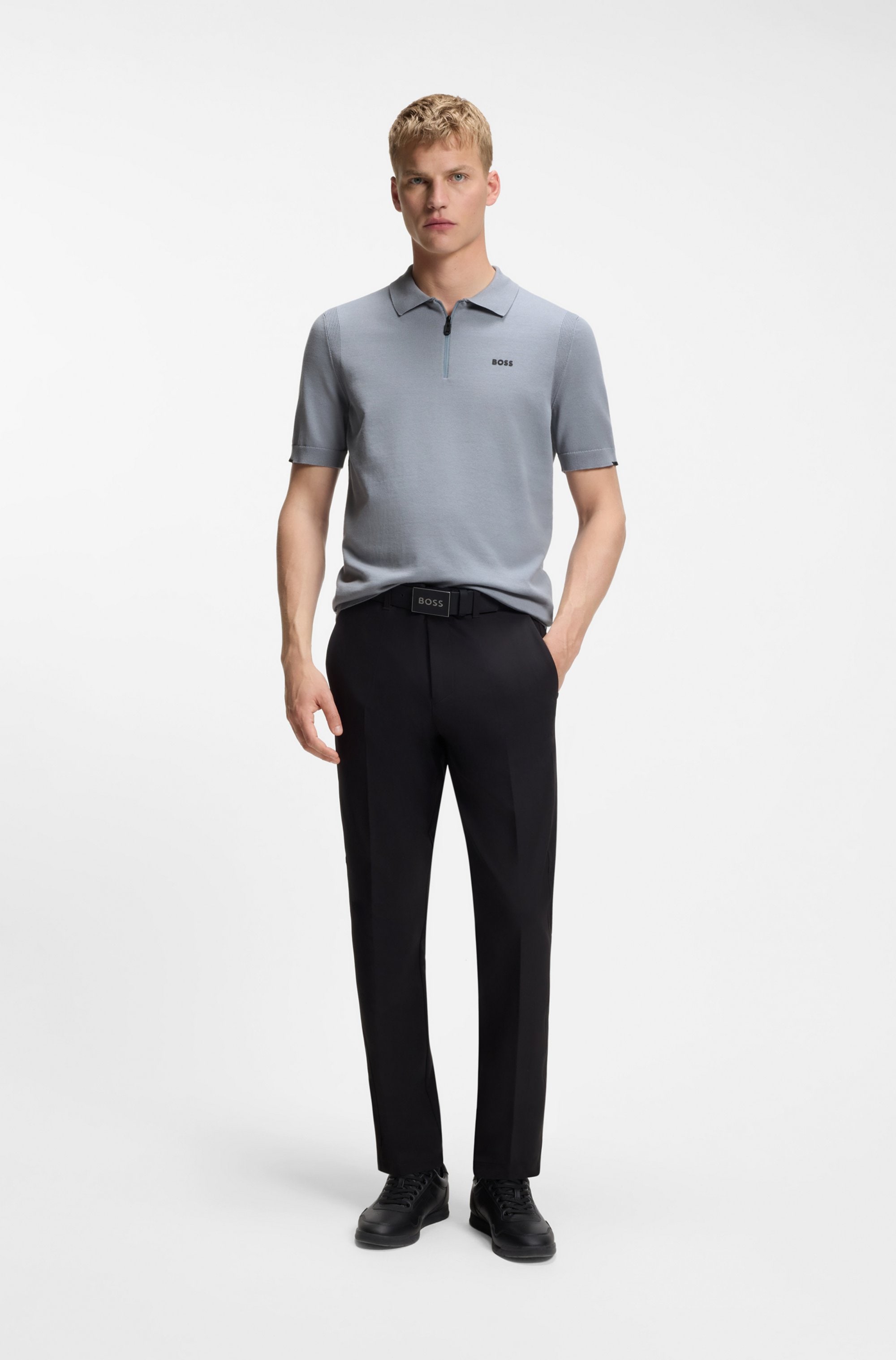 BOSS GREEN Kurzarmpullover »K Ever-X PS« mit Perforierungen zur Belüftung