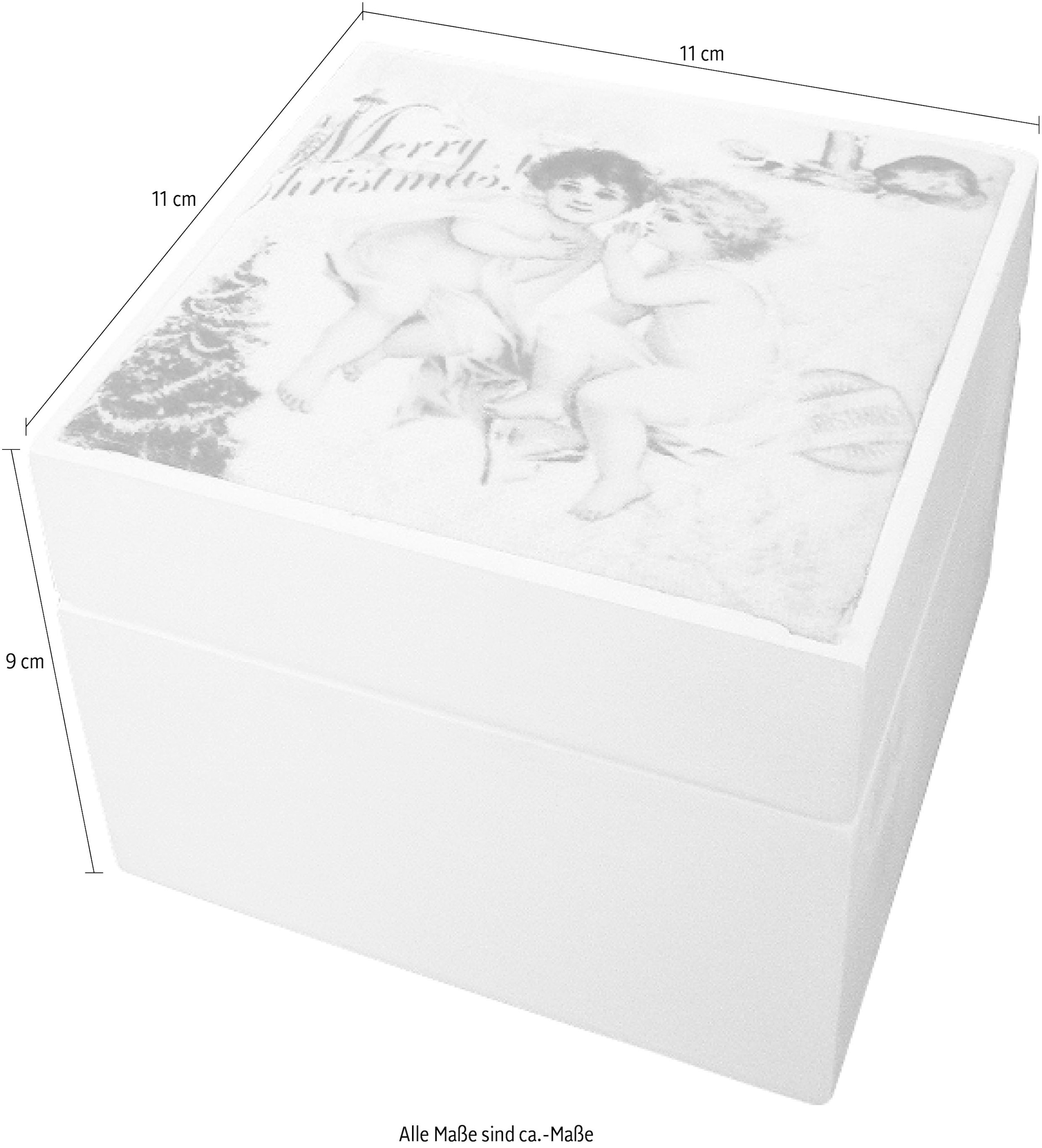 Myflair Möbel & Accessoires Dekokiste »Camille, weiss«, Aufbewahrungsbox, mit Engel Motiv auf dem Deckel, Shabby Optik