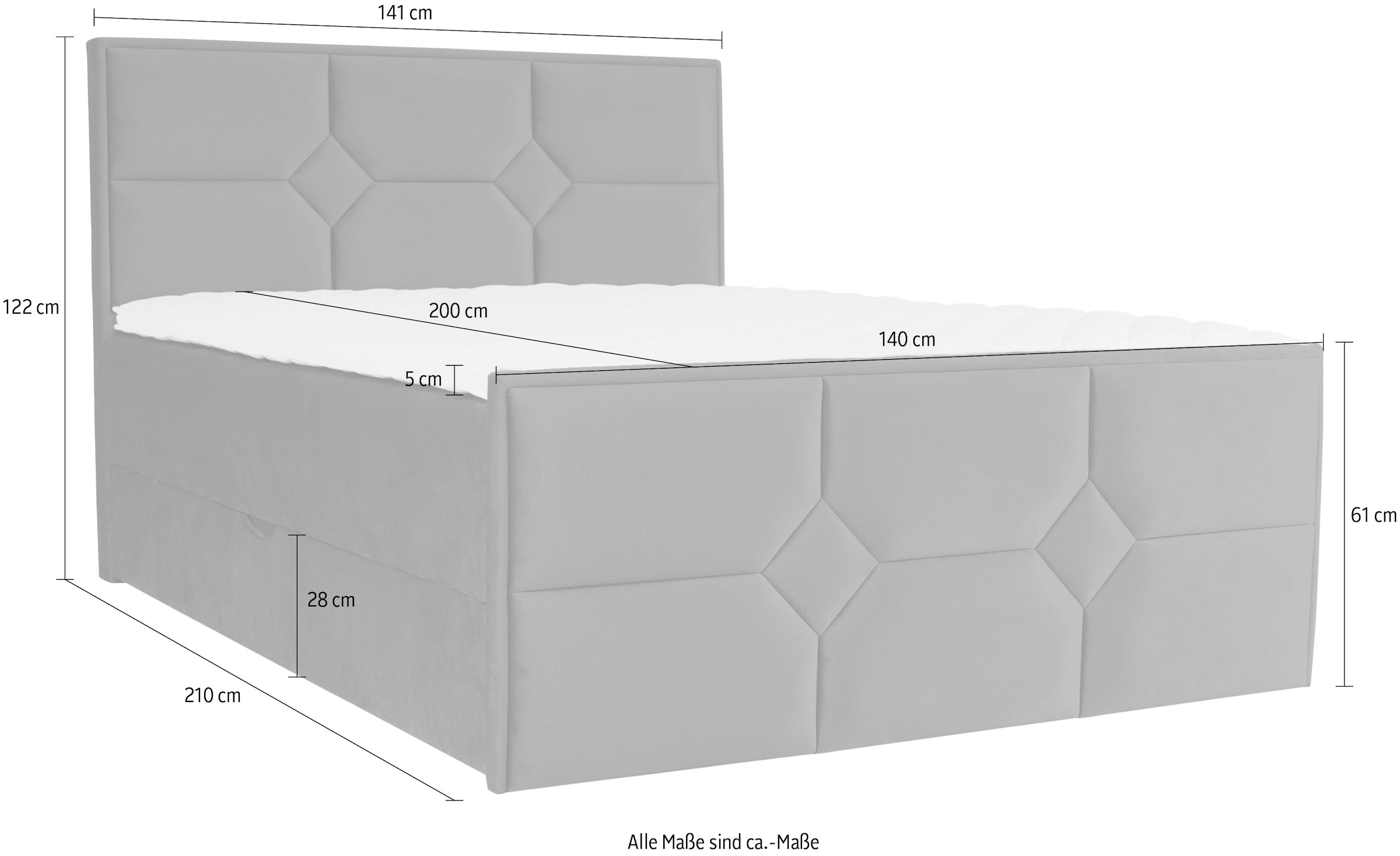 Leonique Boxspringbett »Ambre«, mit Taschen-Federkernmatratze