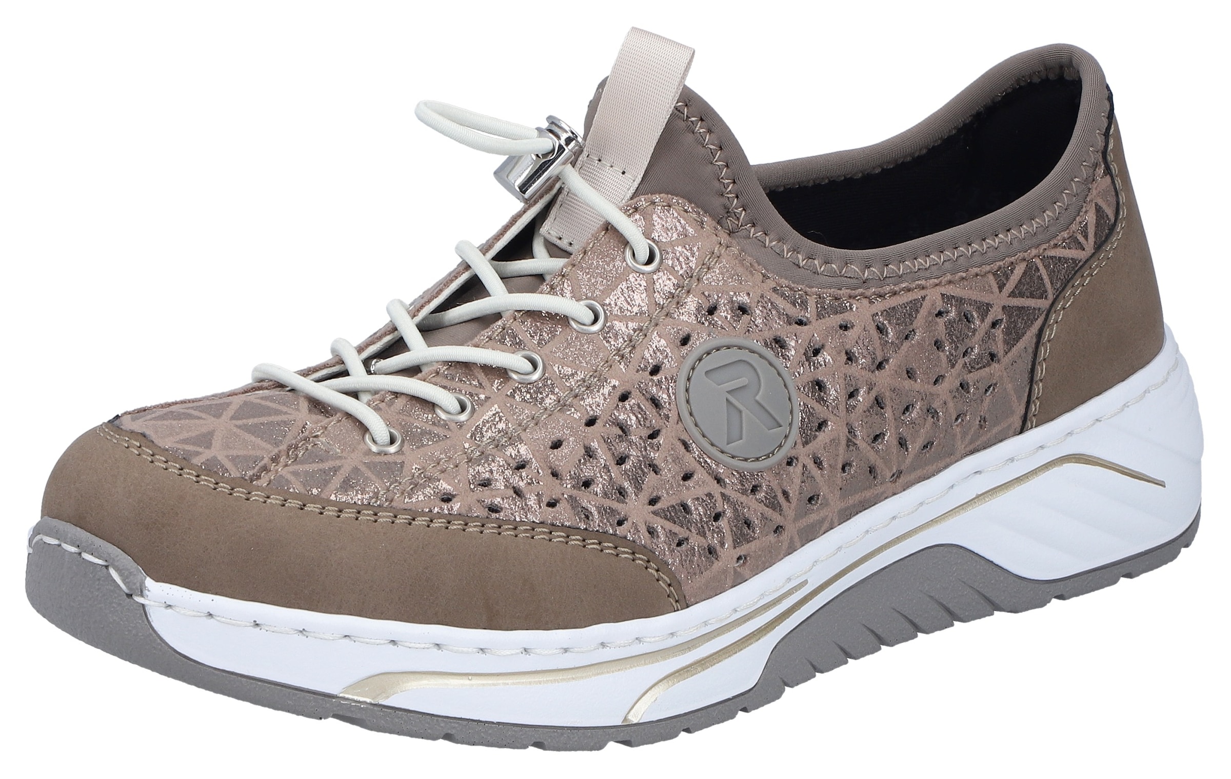 Rieker Slip-On Sneaker  Slipper, Freizeitsneaker, Halbschuh in Metallic-Optik