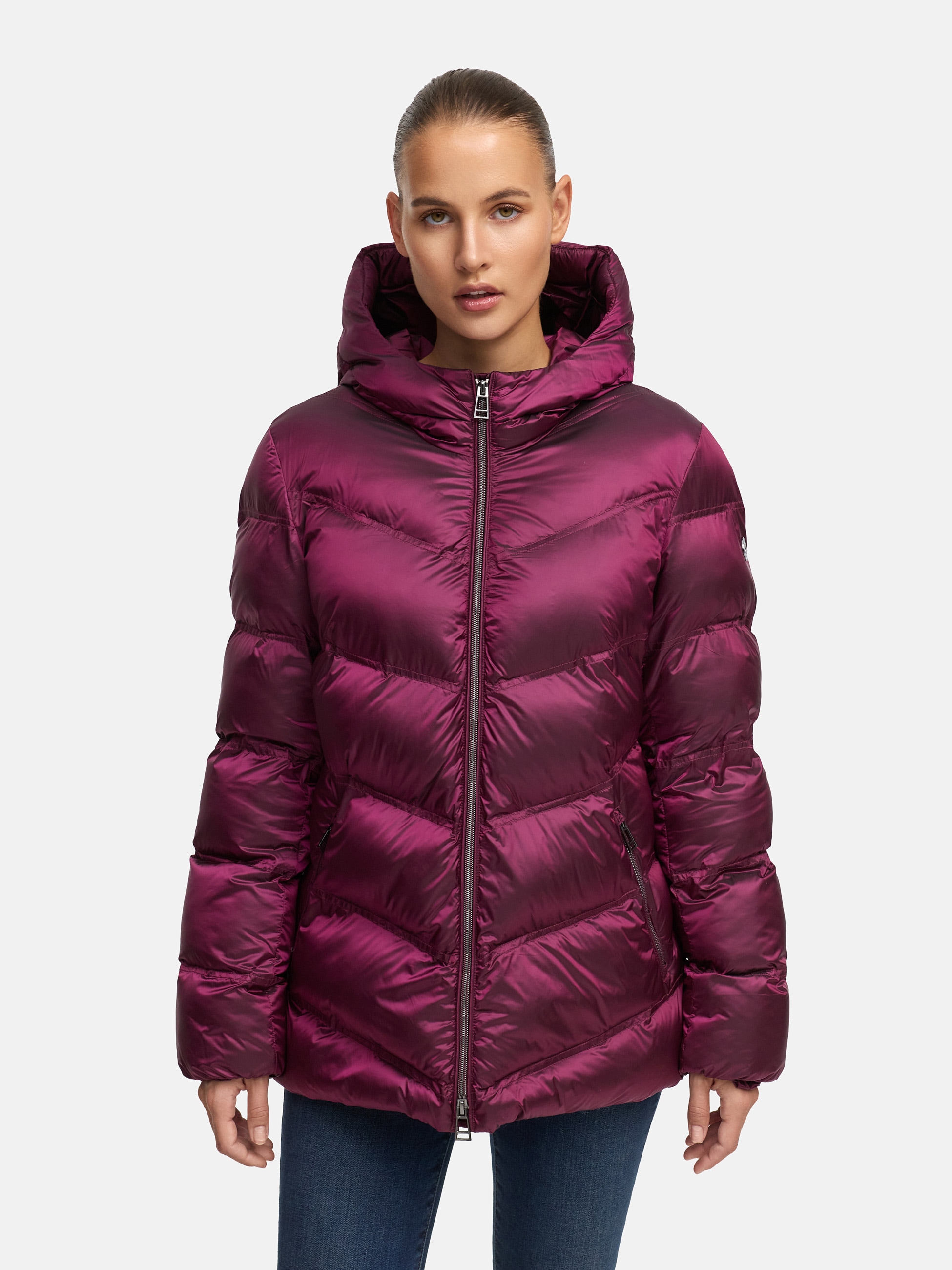 MANISA Steppjacke, mit Kapuze, mit Stehkragen, Kapuze und elastischem Ärmelsaum