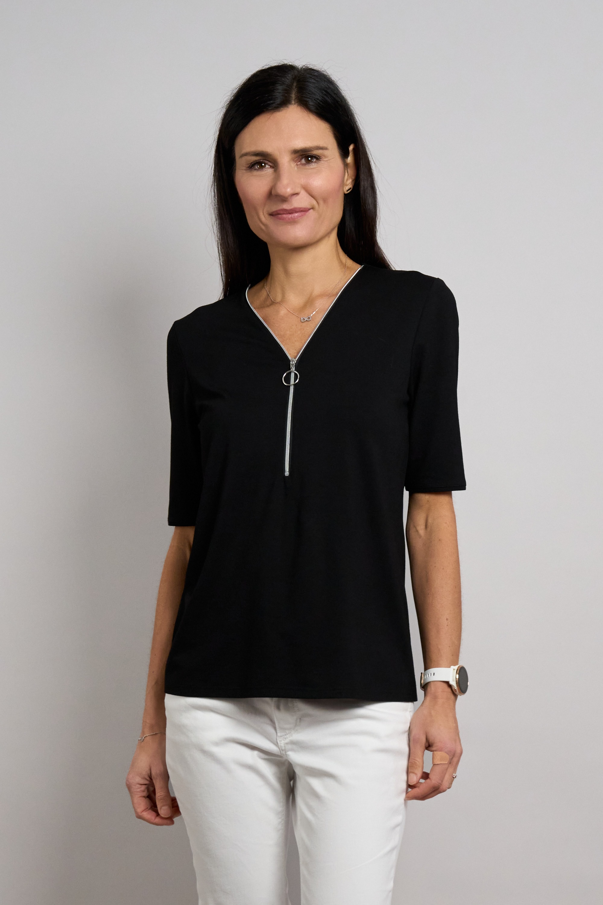 Image of Seidel Moden V-Shirt mit Reissverschluss am Kragen - MADE IN GERMANY