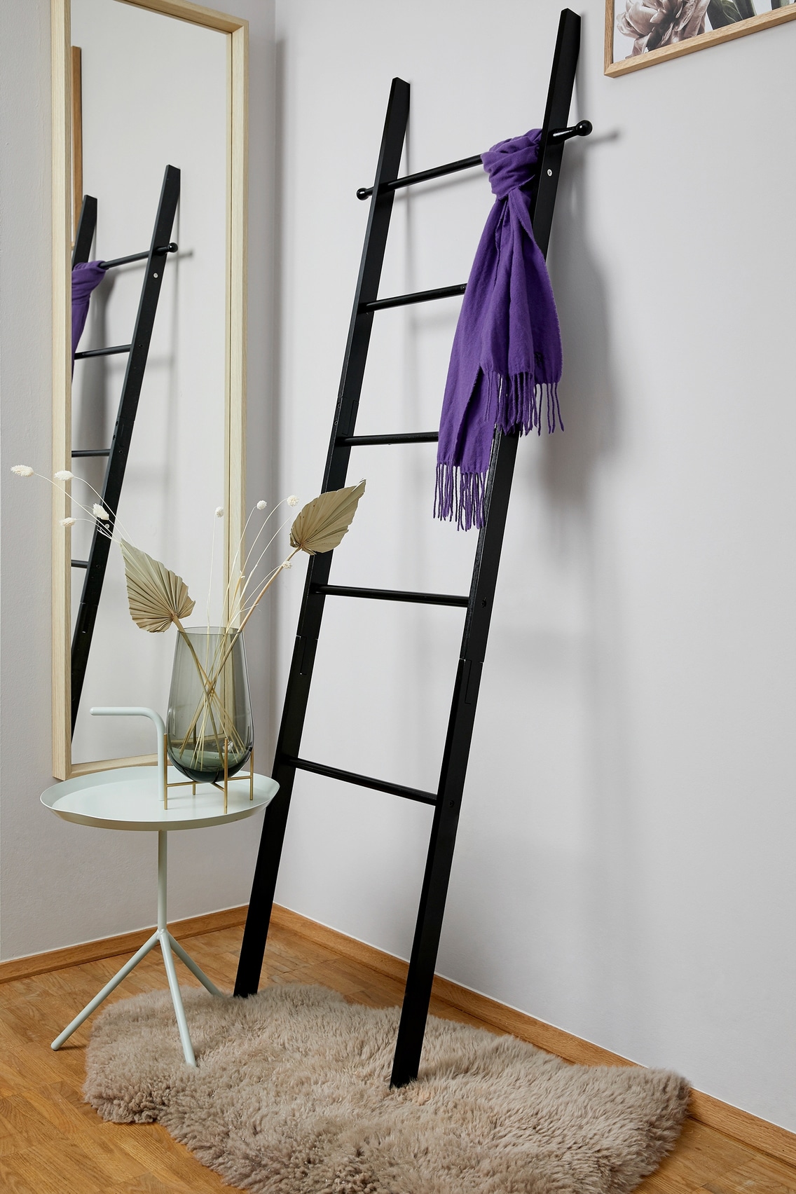 WENKO Handtuchleiter »Loft«, Bambus, schwarz lackiert