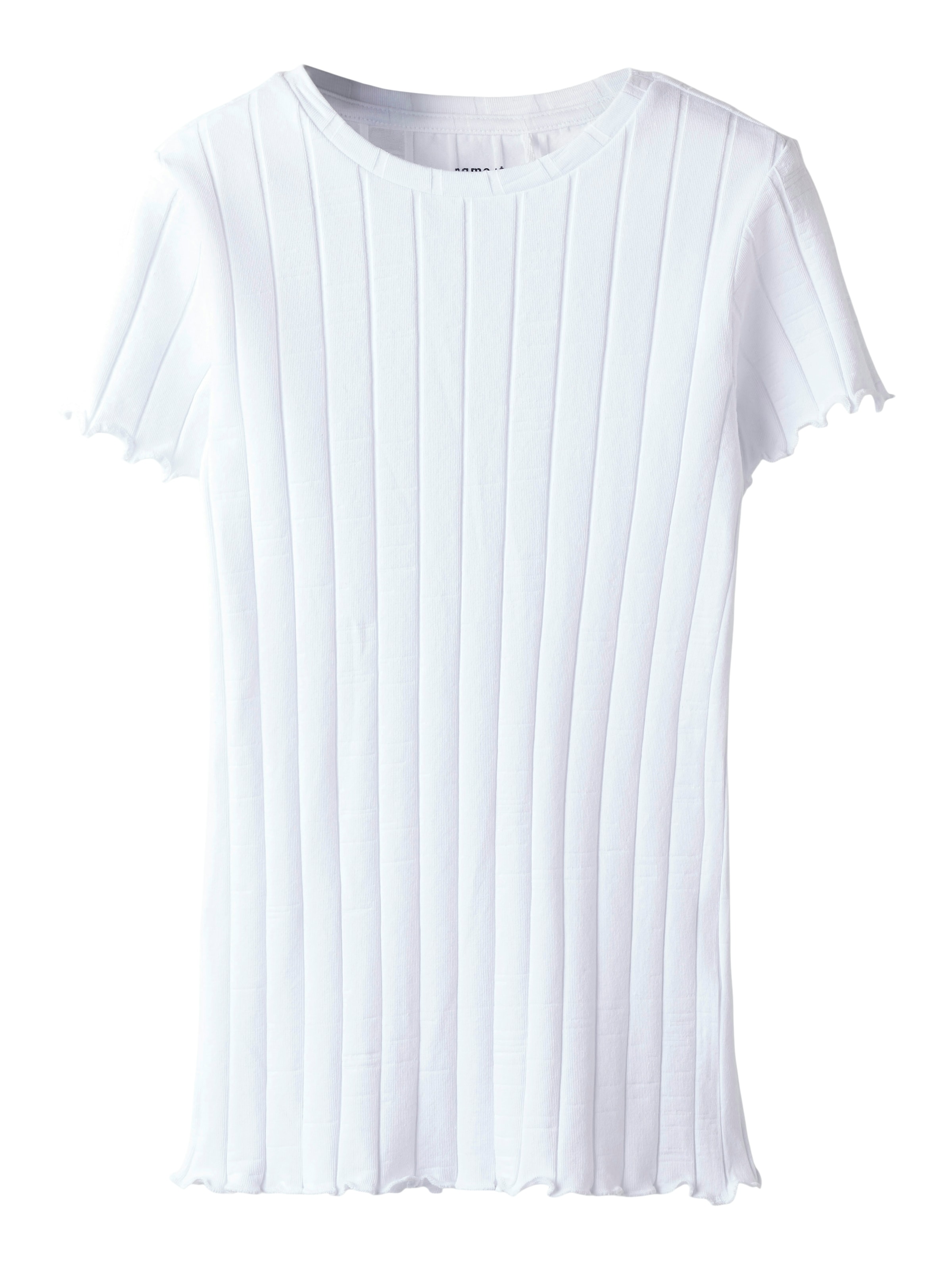 Name It T-Shirt »NKFNORALINA SS TOP NOOS« tolle Rippen-Qualität und dadurch gewellte Säume am Arm und am Saum