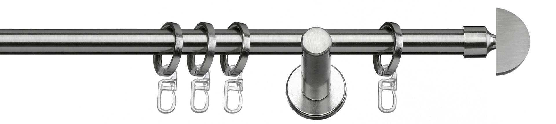 Image of indeko Gardinenstange "Duo" Ø 16 mm 1 läufig-läufig Fixmass Komplett-Set inkl. Ringen und Montagematerial