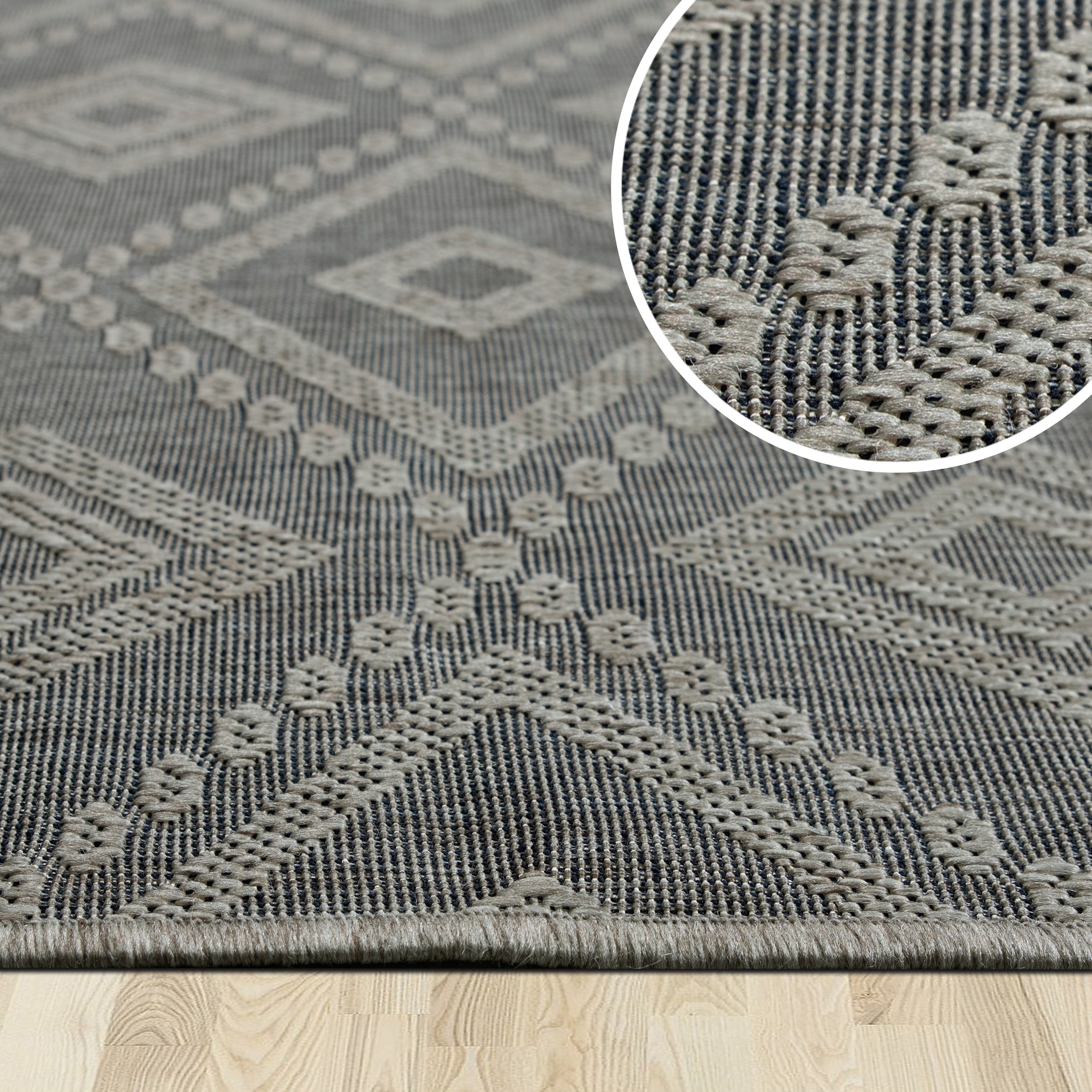 my home Tapis »Toronto auch als Läufer erhältlich« Rectangulaire 3 mm Höhe In- und Outdoor geeignet, Sisal-Optik, Wetterfest & UV-beständig, Boho