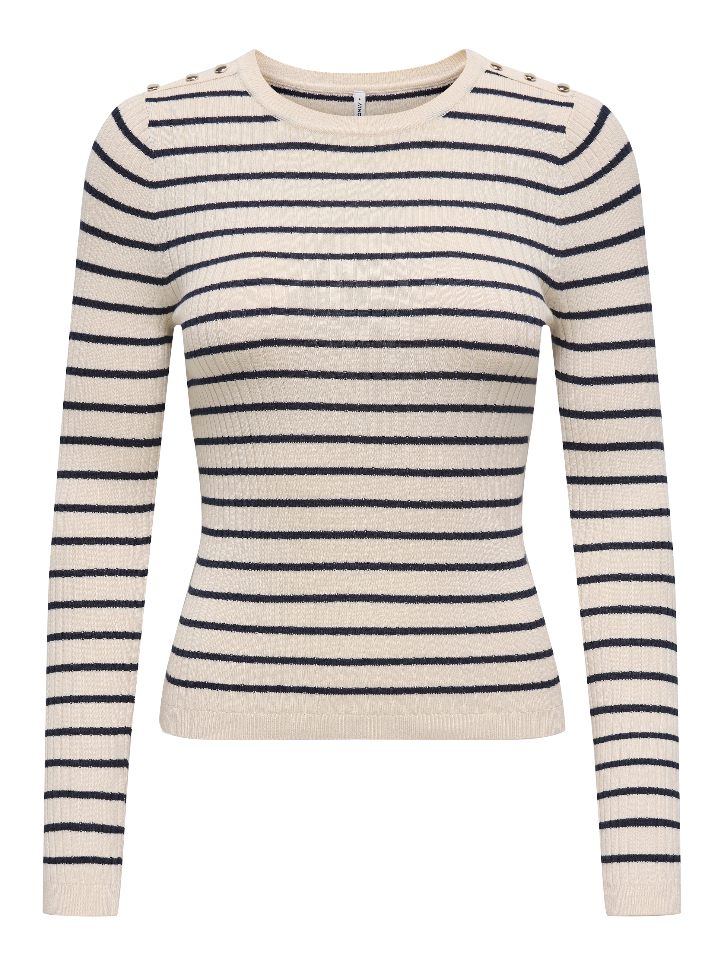 ONLY Strickpullover »ONLMILA LS STRIPE BUTTON O-NECK CC KNT«