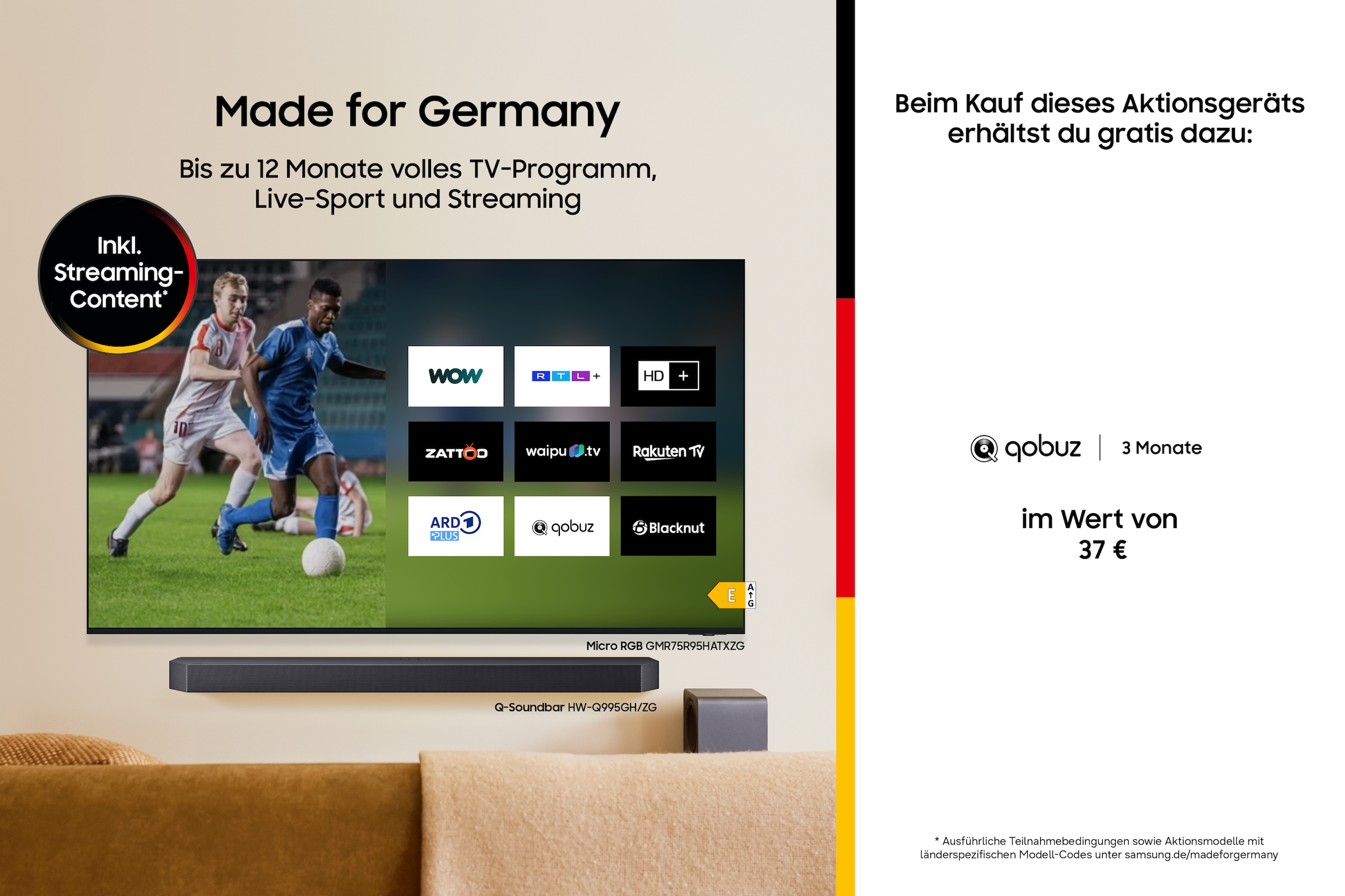 Samsung Soundbar »HW-B410GF Soundbar« 2.0 (Bluetooth Lautstärkeregelung | Pairing | Sprachsteuerung 20 W) 2.0-Kanal Surround Sound System, Game Mode, One Remote Control