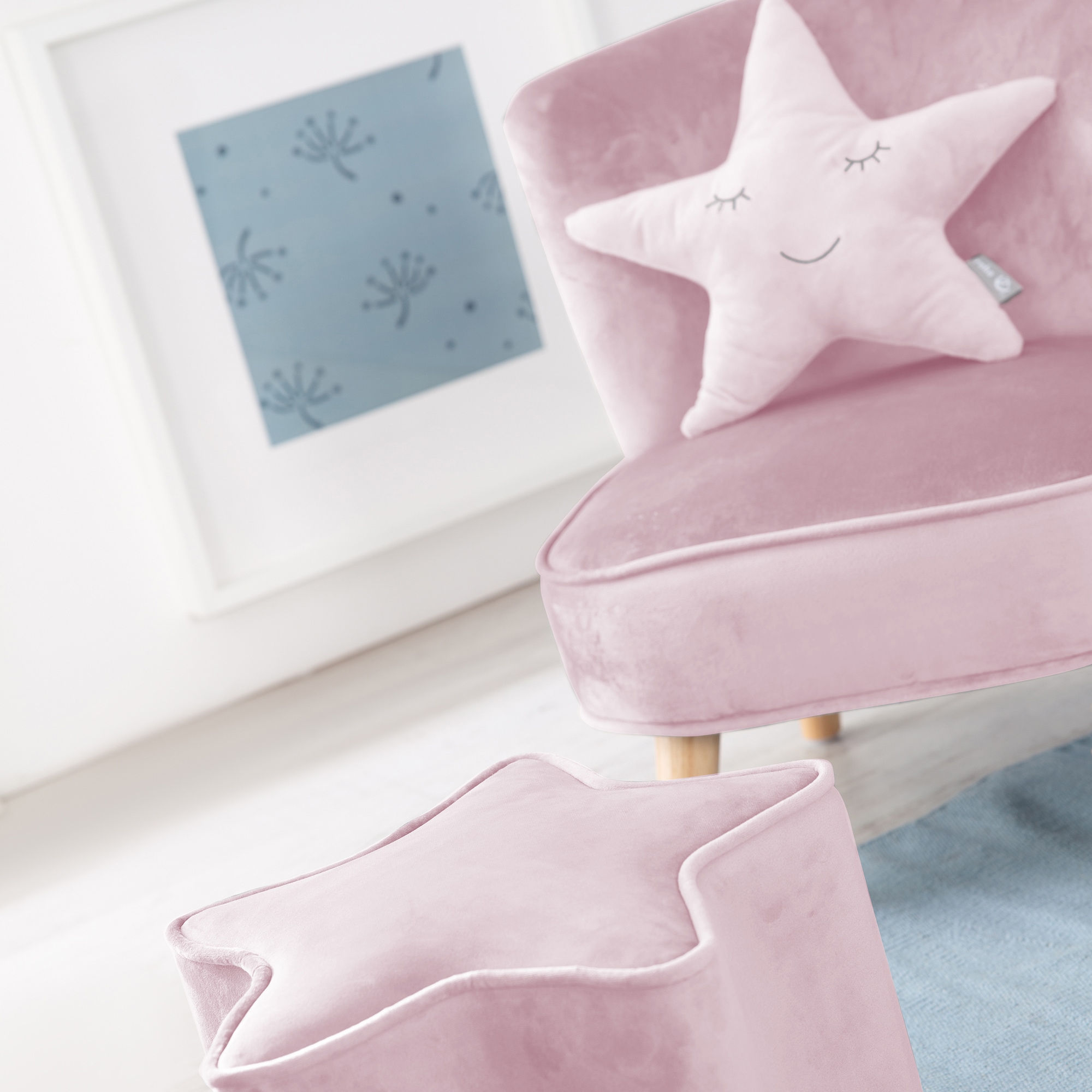 roba® Kindersitzgruppe »Lil Sofa« Set, 3 Stk. tlg. bestehend aus Kindersessel, Kinderhocker und Dekokissen in Sternform