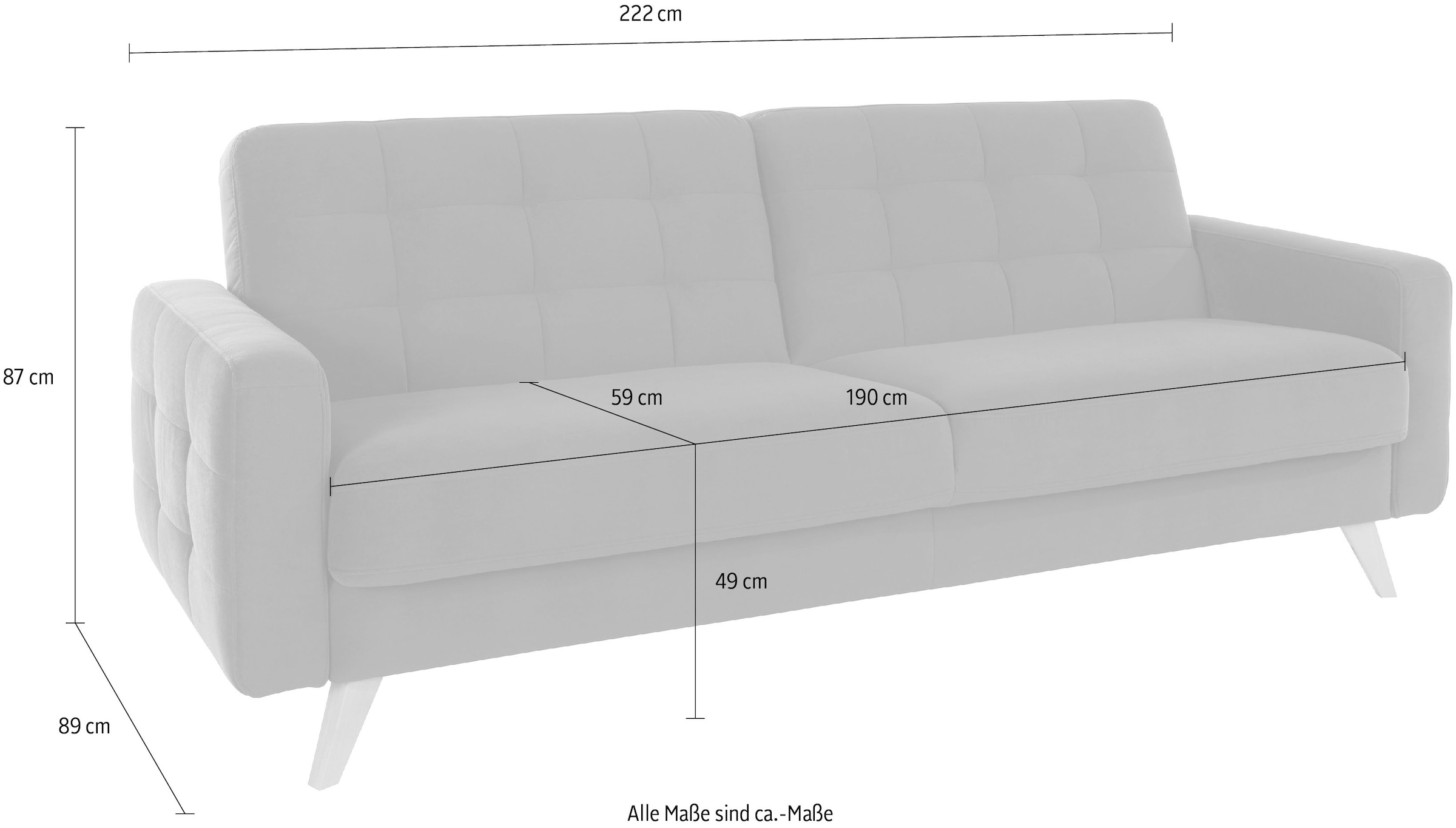 exxpo - sofa fashion 3-places »Nappa, kompakt, bequem, zeitloses Design, Breite 222cm, L-Form« superbe finition des détails