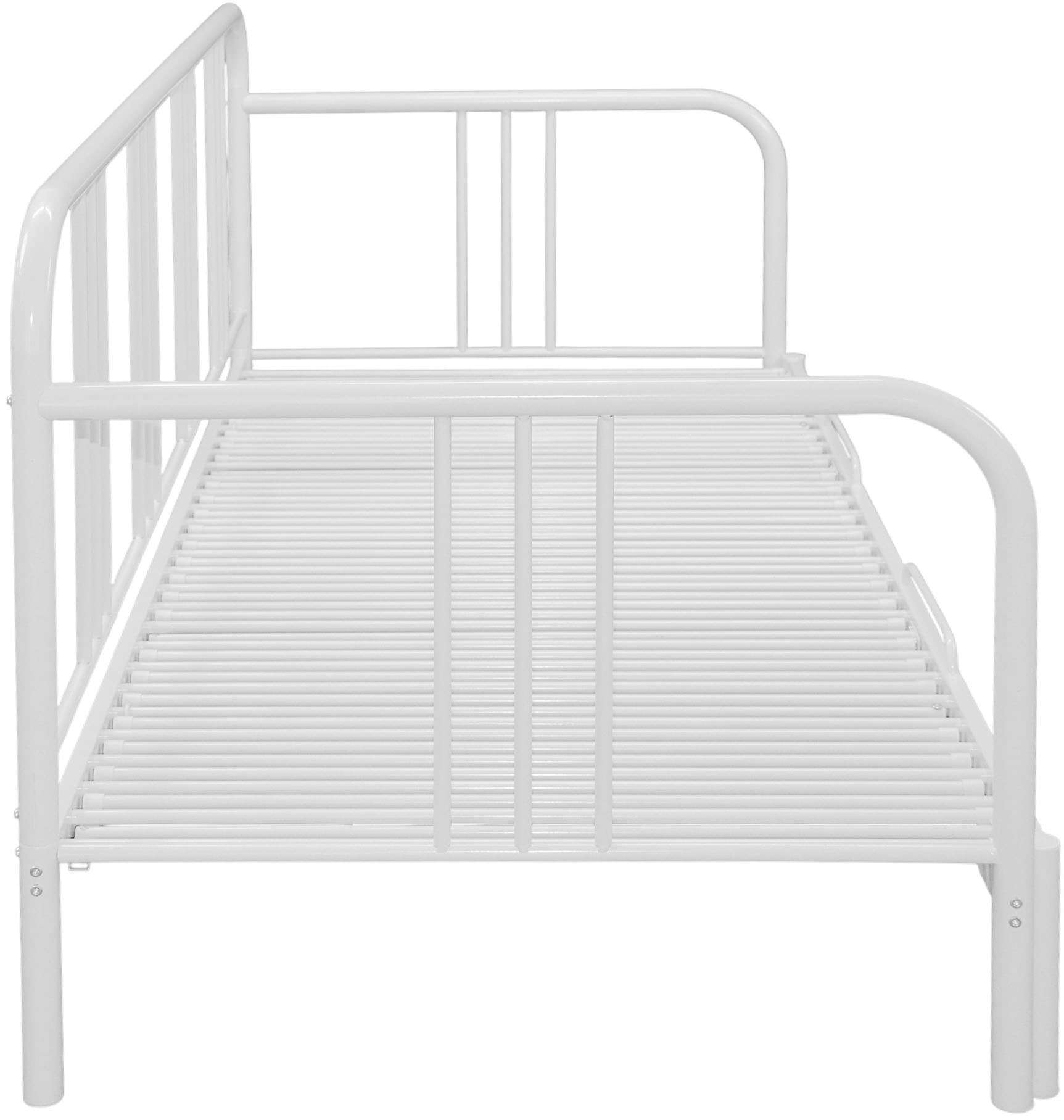 GOODproduct Lit en métal »Trento Bett Bettgestell Bestseller Doppelbett Ausziehbett« Bestseller Gästebett Sofabett Schlafzimmer,  Daybett mit Ausziefunktion im Landhausdesign weiss