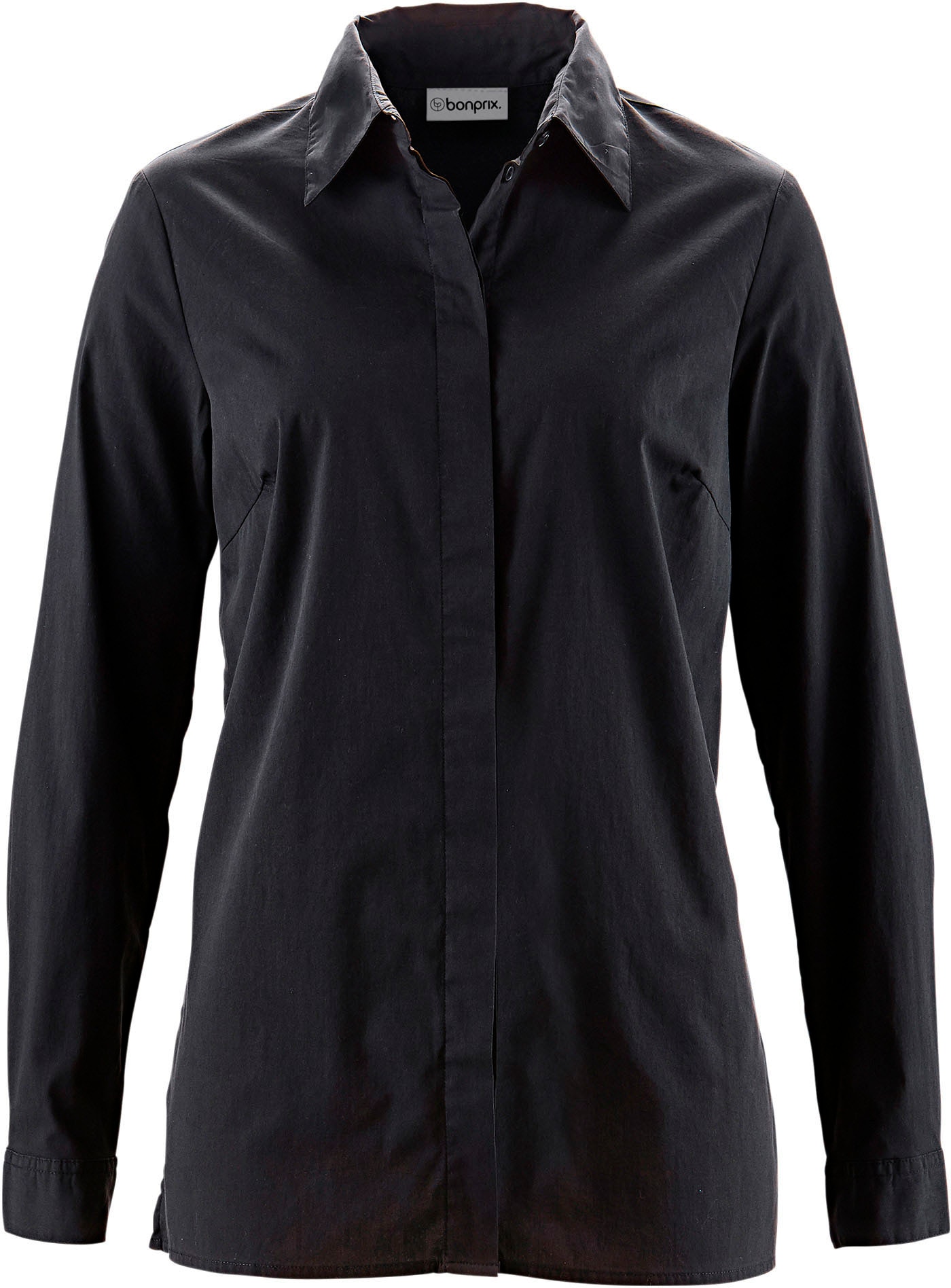 bonprix Langarmbluse »Long-Stretch-Bluse« lockere Passform, mit Stehkragen, mit verdeckter Knopfleiste