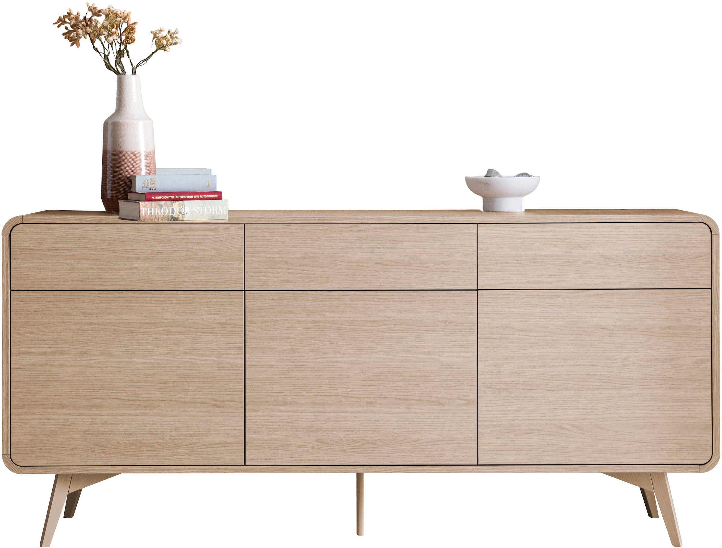 Home affaire Sideboard »Torsby, moderner Schrank, Kommode in Eiche Natur, 180 cm breit« abgerundete Ecken, ausreichend Stauraum, vielseitig einsetzbar