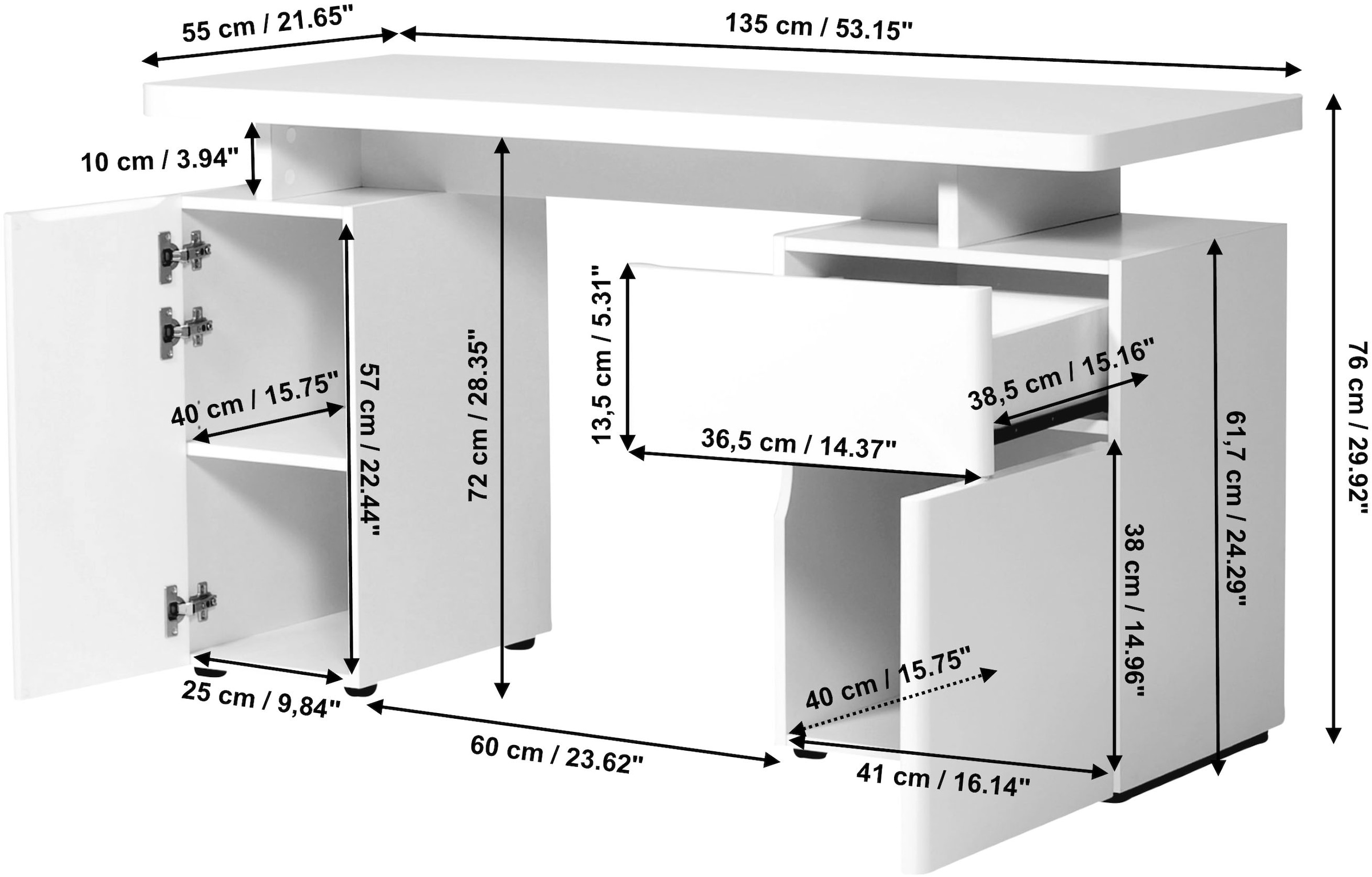 Jahnke Schreibtisch »CU-LIBRE 140« 1 Stk. tlg. Platzsparender Arbeitsplatz, mit 1 Schublade und 2 Türen, 135 cm