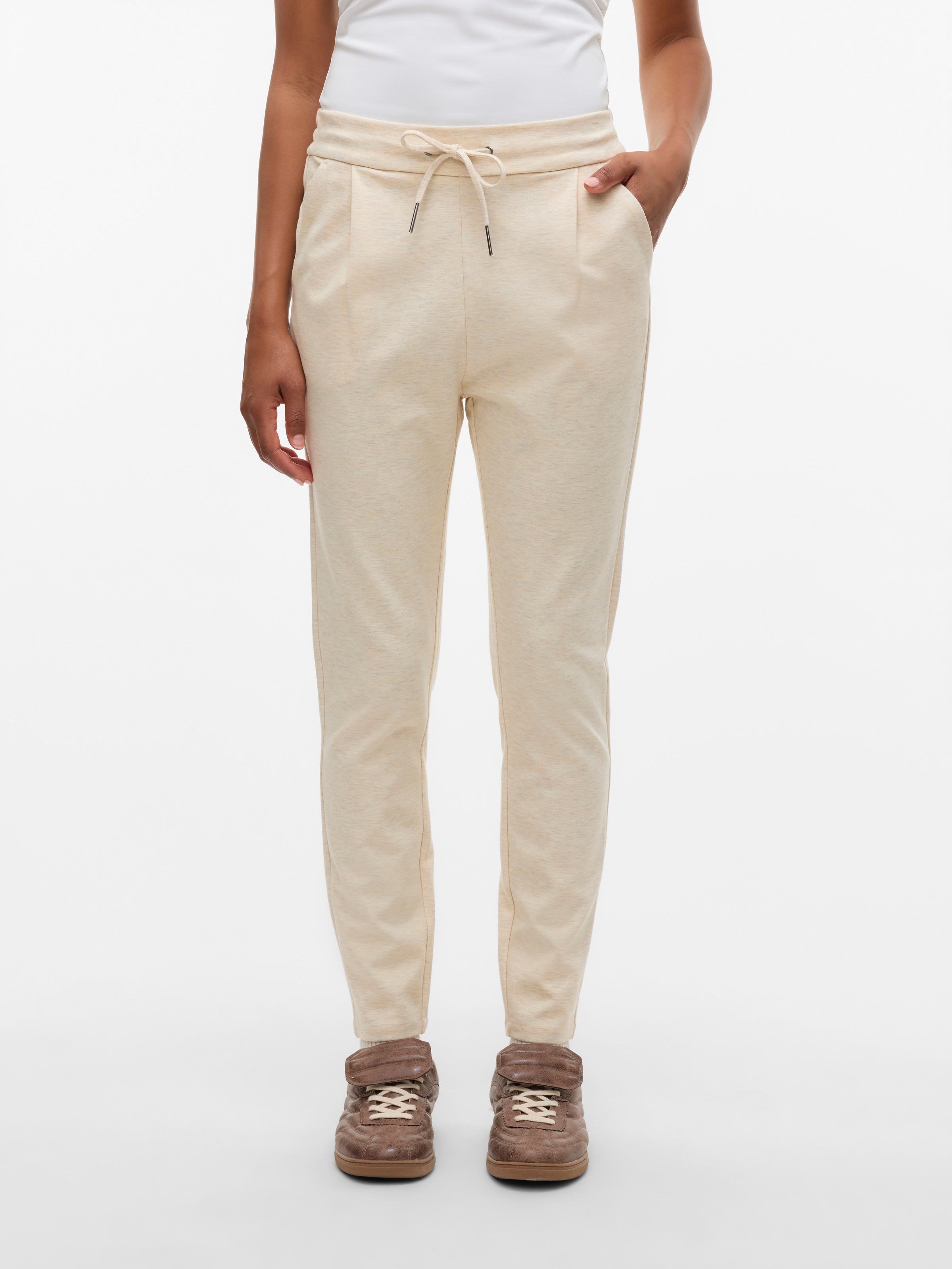 Vero Moda, Unisex, »VMEVA MR LOOSE STRING PANT GA NOOS« hinten mit elastischem Bündchen, pumice stone detail:melange, S (36), Länge 30, Lässige Hose 