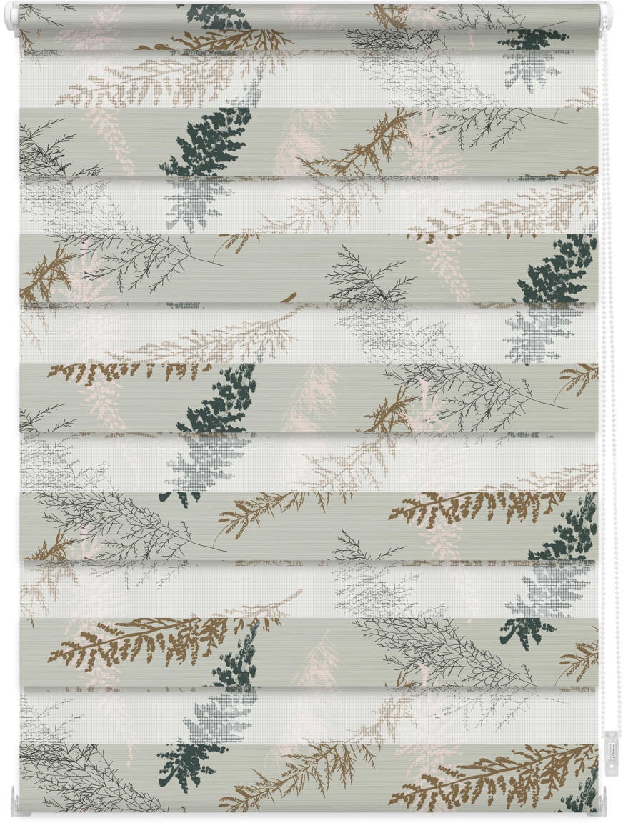 LICHTBLICK ORIGINAL Doppelrollo »Duo Rollo Klemmfix, ohne Bohren, blickdicht, Fir Branches - Blau«, halbtransparent, freihängend, Verdunkelung, energiesparend, Basic, monochrom, gewebt, Dim Out, verschiedene Grössen, Breite 145 cm, Thermo