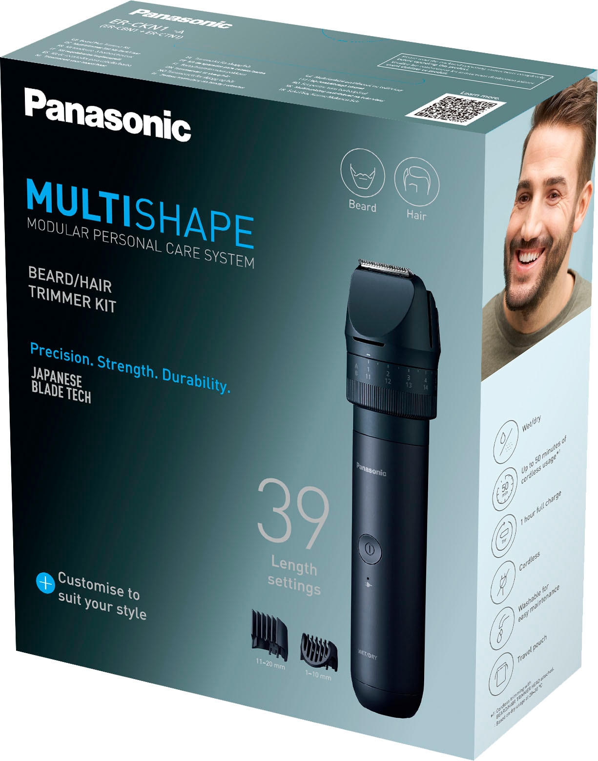 Panasonic Haar- und Bartschneider »Multishape ER-CKN1-A301 Multifunktionstrimmer (NiMH-Akku)«, 2 Aufsätze, Starter Kit Bart & Haare