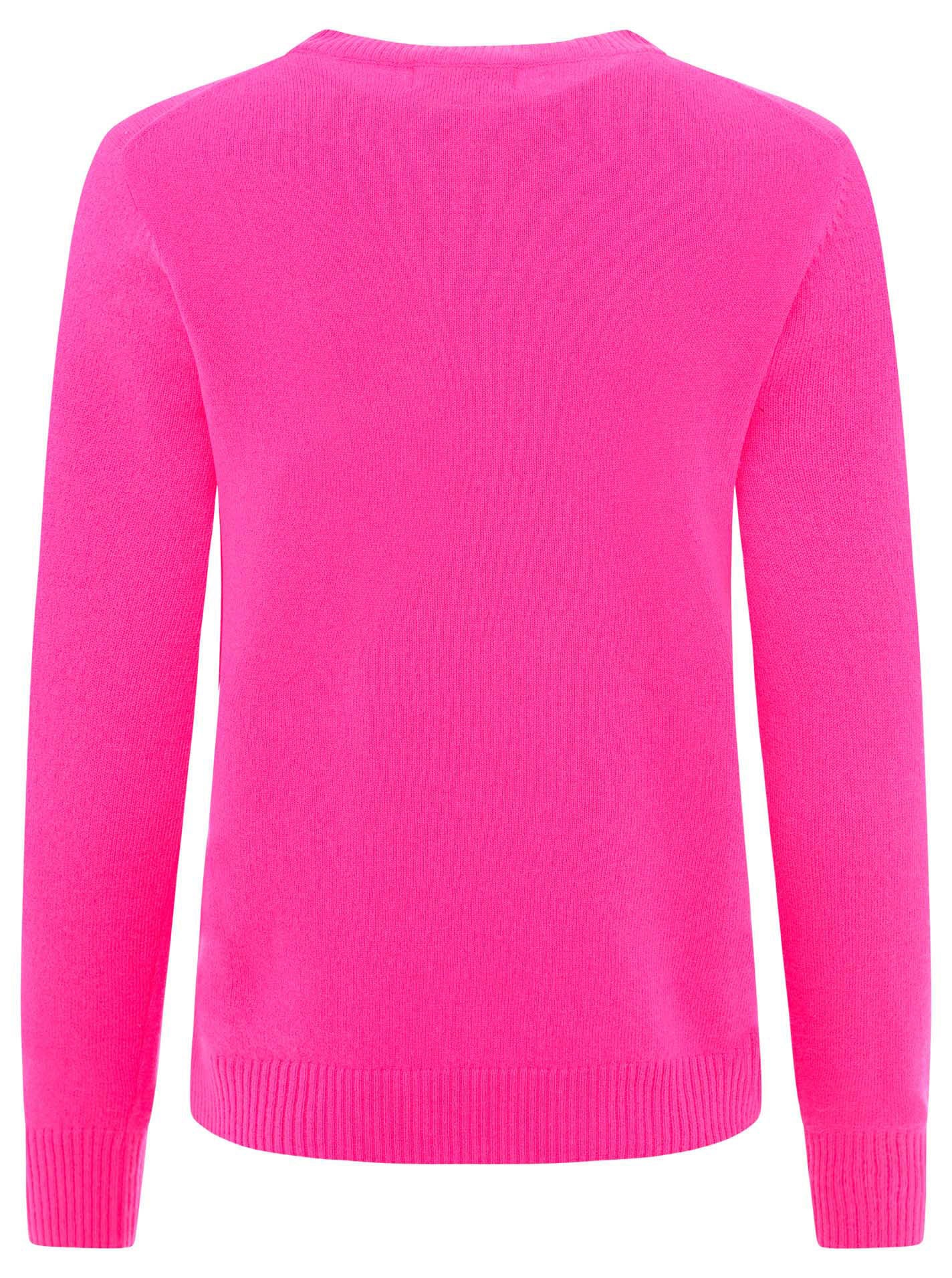 Zwillingsherz Kaschmirpullover »Roundneck "Smiley Face"«, in Neonpink mit orangen Smiley