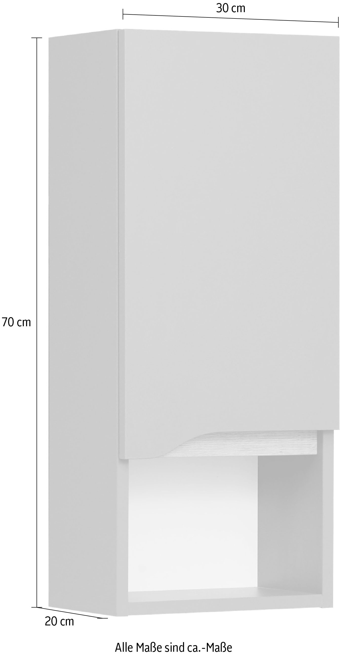 Saphir Hängeschrank »Quickset Wand-Badschrank 30 cm breit mit 1 Tür, 1 offenes Fach« Badezimmer-Hängeschrank inkl. Türdämpfer, grifflos