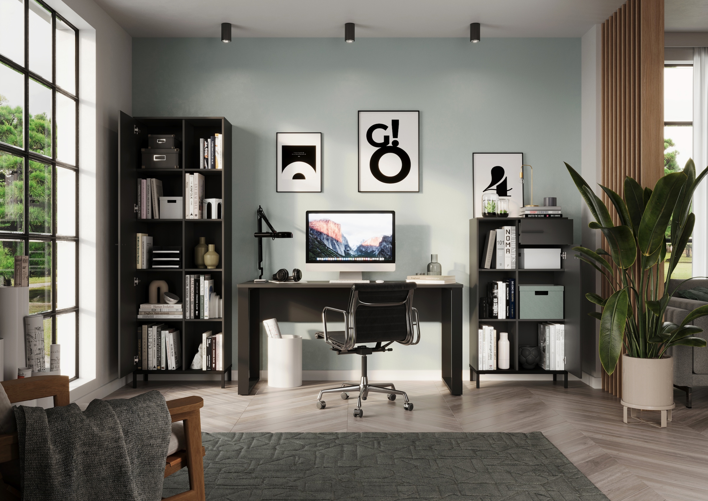 GERMANIA Aktenschrank »GW-Rovigo, mit offenem Regal,« 1 Stk. tlg. spiegelverkehrt montierbar, Höhe 190 cm, Made in Germany