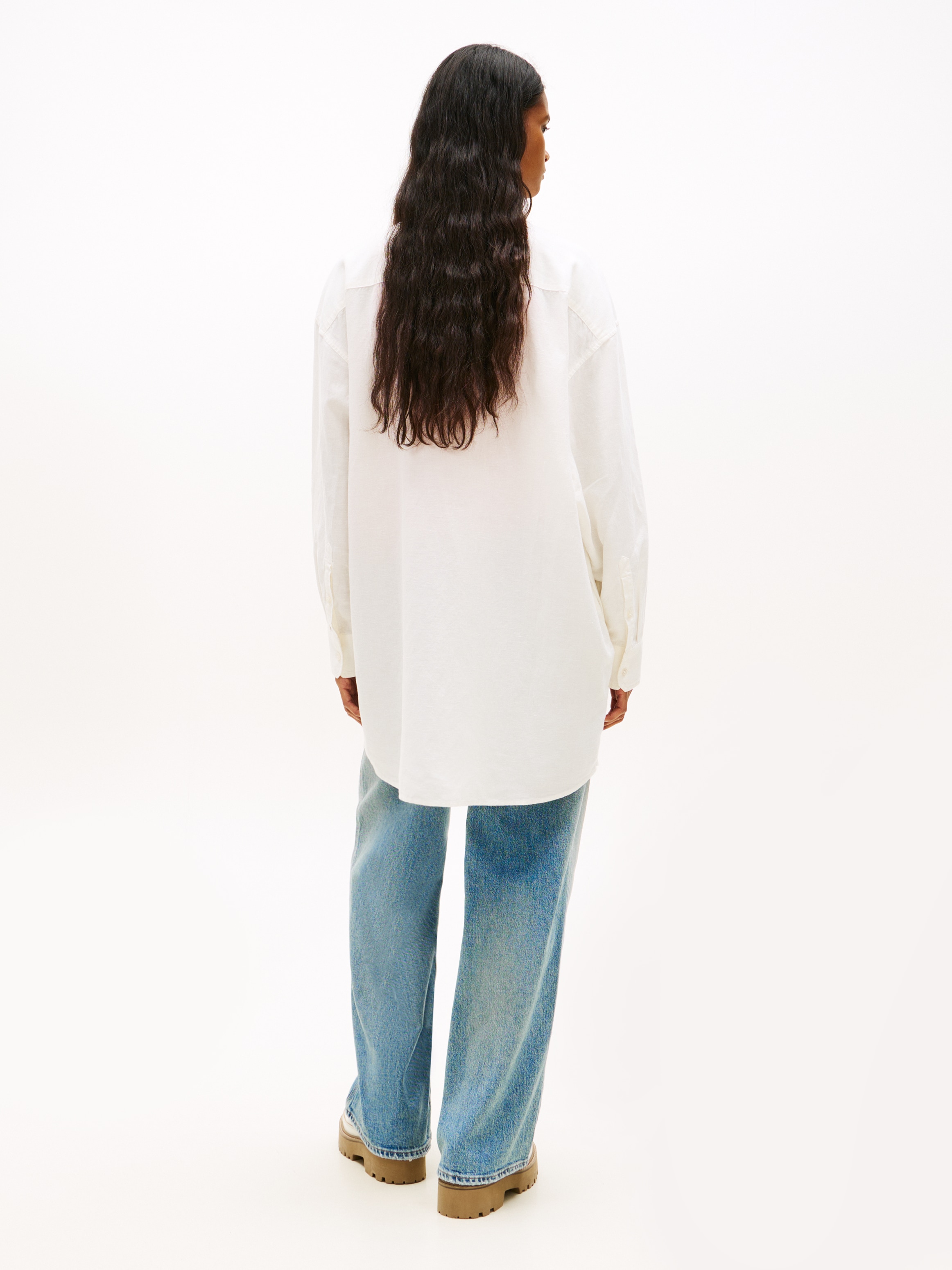 Tommy Jeans Robe chemisier »TJW LINEN SHIRT DRESS EXT« Poche poitrine | Poches pour les mains Oversize, avec patte de boutonnage