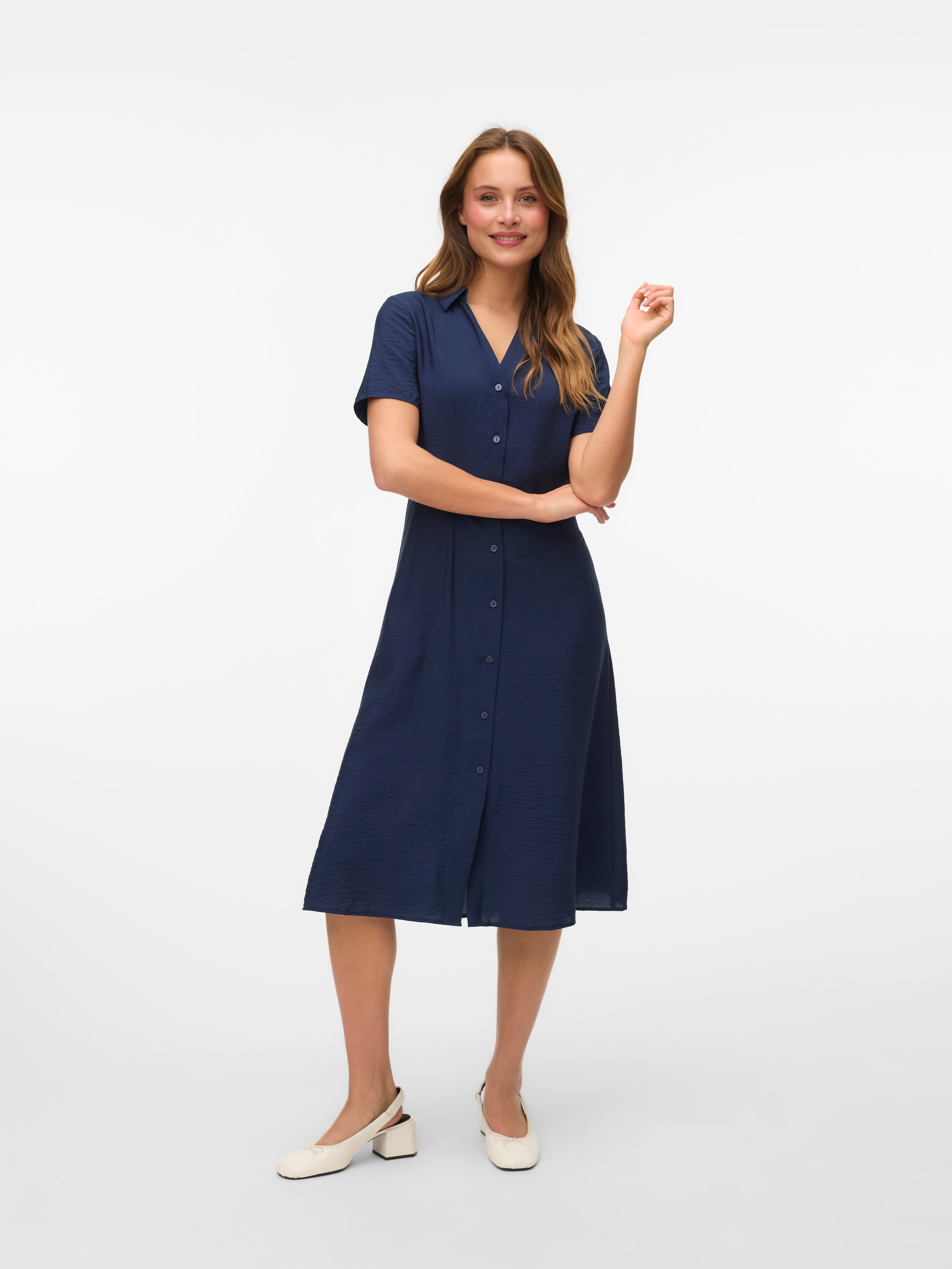 Vero Moda Robe chemisier »VMJOSIE S/S CALF SHIRT DRESS WVN GA« Viskosemischung, regular fit