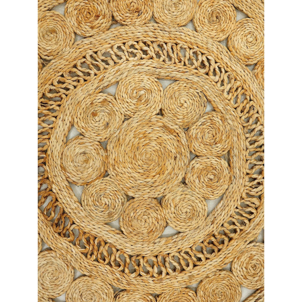 carpetfine Sisalteppich »Juteteppich Finn«, rund, natürliches Pflanzenmaterial von Hand gewebt, Boho Style