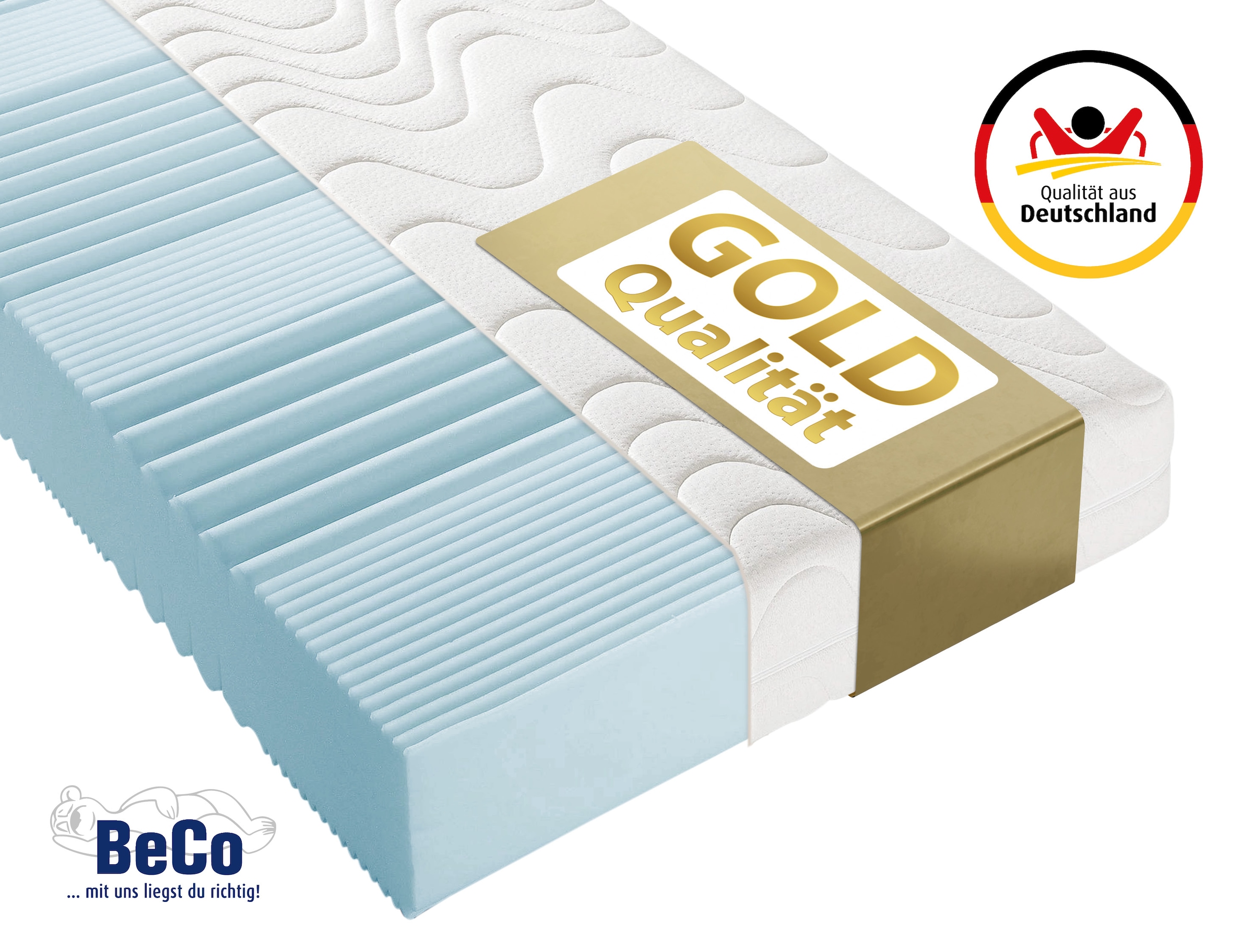 Image of Beco Komfortschaummatratze "KS Luxus – GOLD Komfortschaummatratze mit Premiumhöhe" 27 cm hoch Raumgewicht: 30 kg/m³ 1 Stk. tlg. 27 cm Höhe, Polyesterbezug, Wendematratze, ideal auch in 140x200