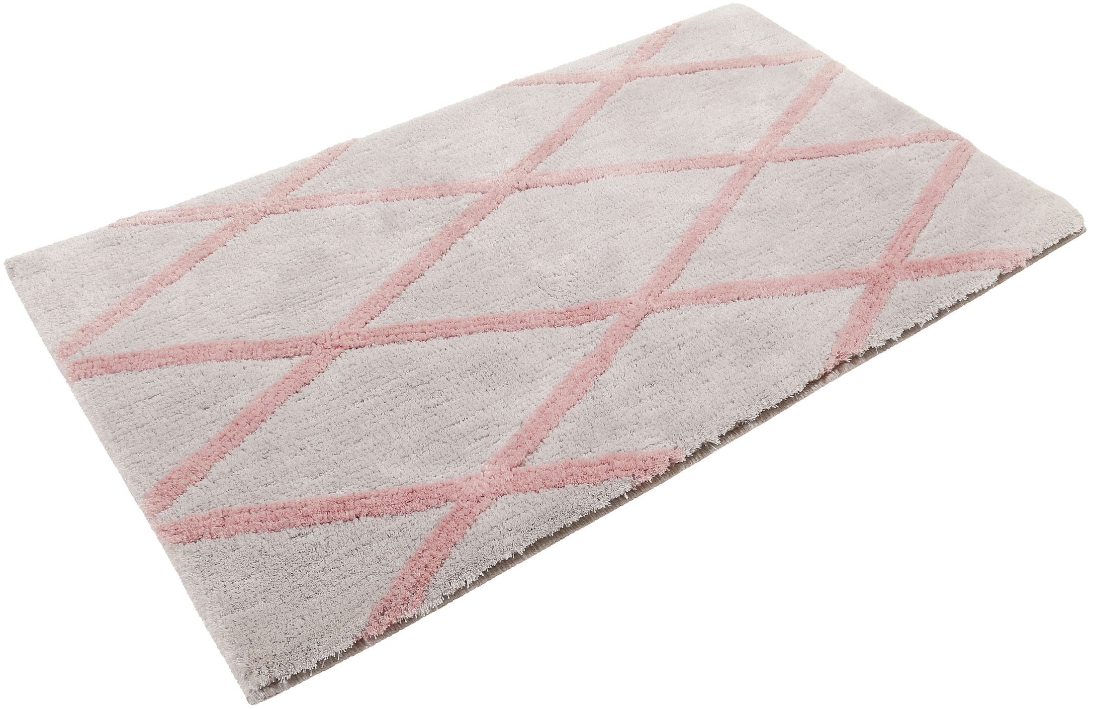 Image of Homie Living Badematte "San Bosa" Höhe 20 mm rutschhemmend beschichtet fussbodenheizungsgeeignet schnell trocknend Badteppich, modernes Rauten Design, waschbar, Badezimmerteppich