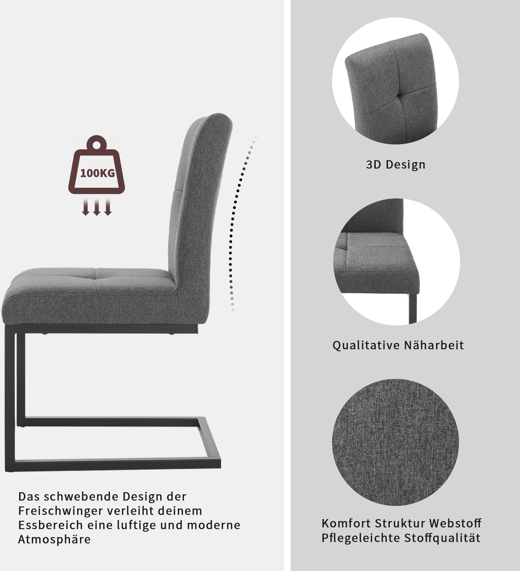 GOODproduct Eckbankgruppe »Geranie, Sitzgruppe, Eckbank inkl. Stauraum, Esstisch, 2 Freischwinger« Set, Eckbank inkl. Stauraum wahlweise links und rechts montierbar, 4 tlg. tlg. Eckbank wahlweise links und rechts montierbar