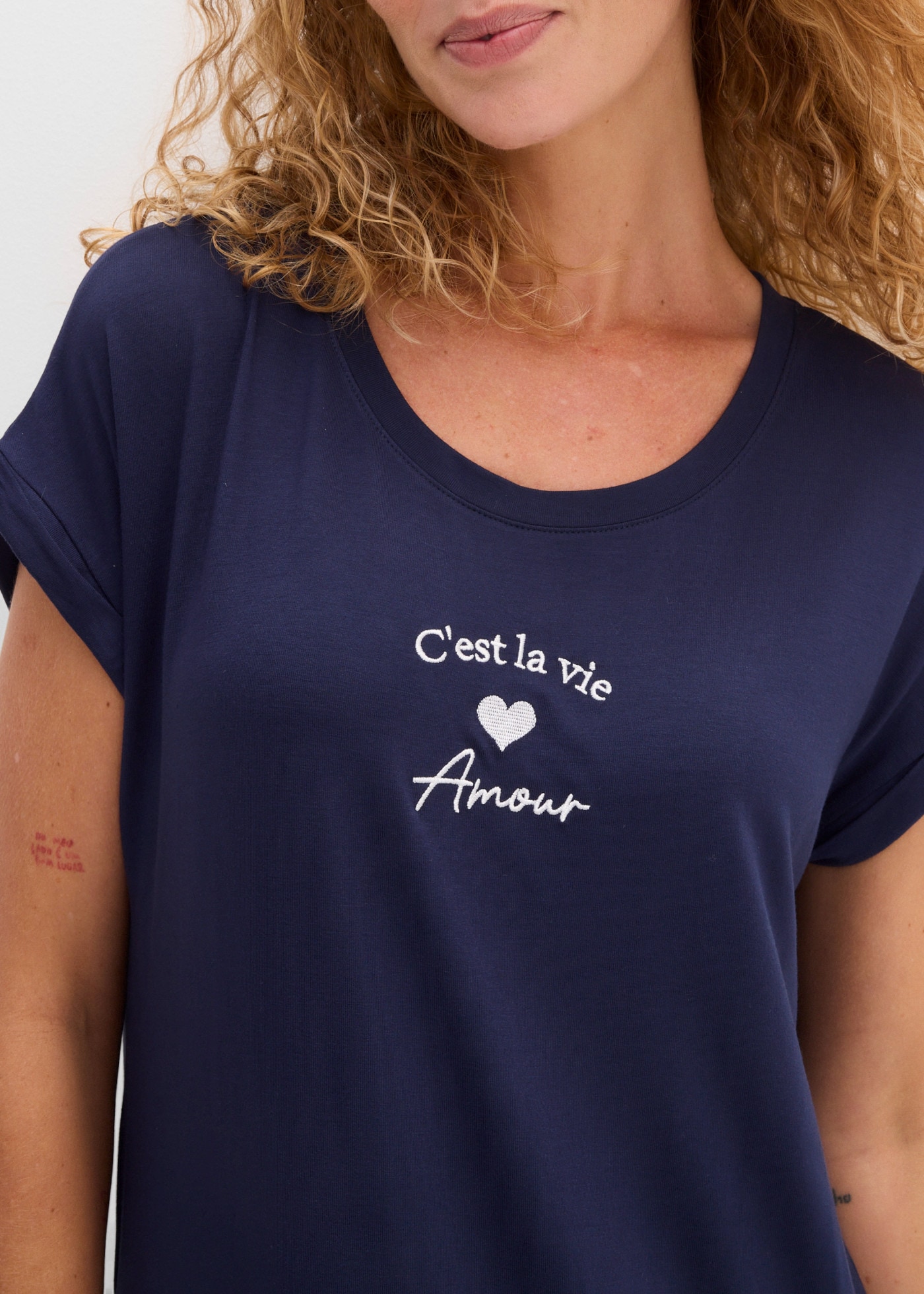 bonprix Robe en jersey coupe ample, en viscose et élasthanne, col rond