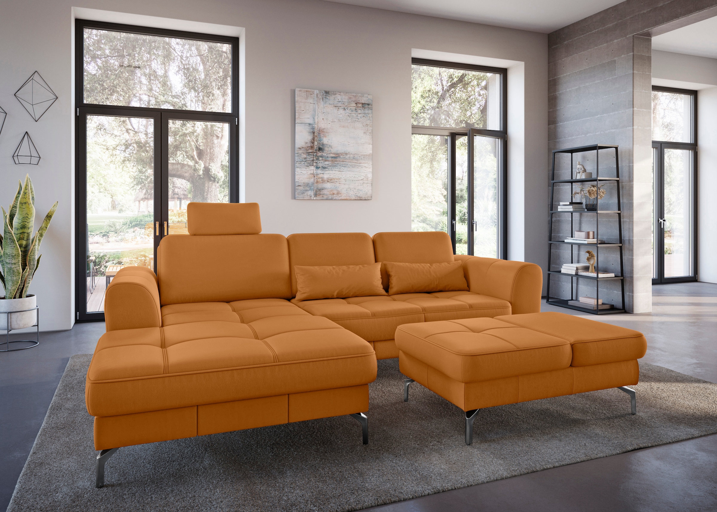 sit&more Ecksofa »Bendigo L-Form«, inklusive Sitztiefenverstellung, Bodenfreiheit 15 cm, 2 Fussfarben