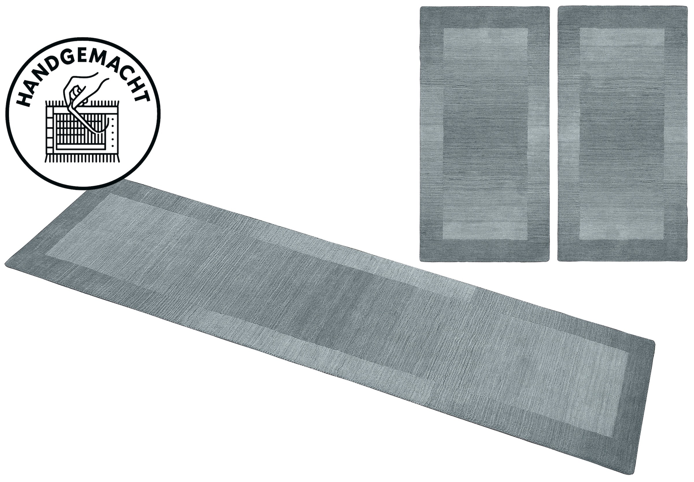 Image of THEKO Bettumrandung "Gabbeh Super, Handweb, Teppich, Bordüre, reine Wolle," Höhe 9 mm 3 tlg. Bettvorleger, Schlafzimmer, Läufer-Set