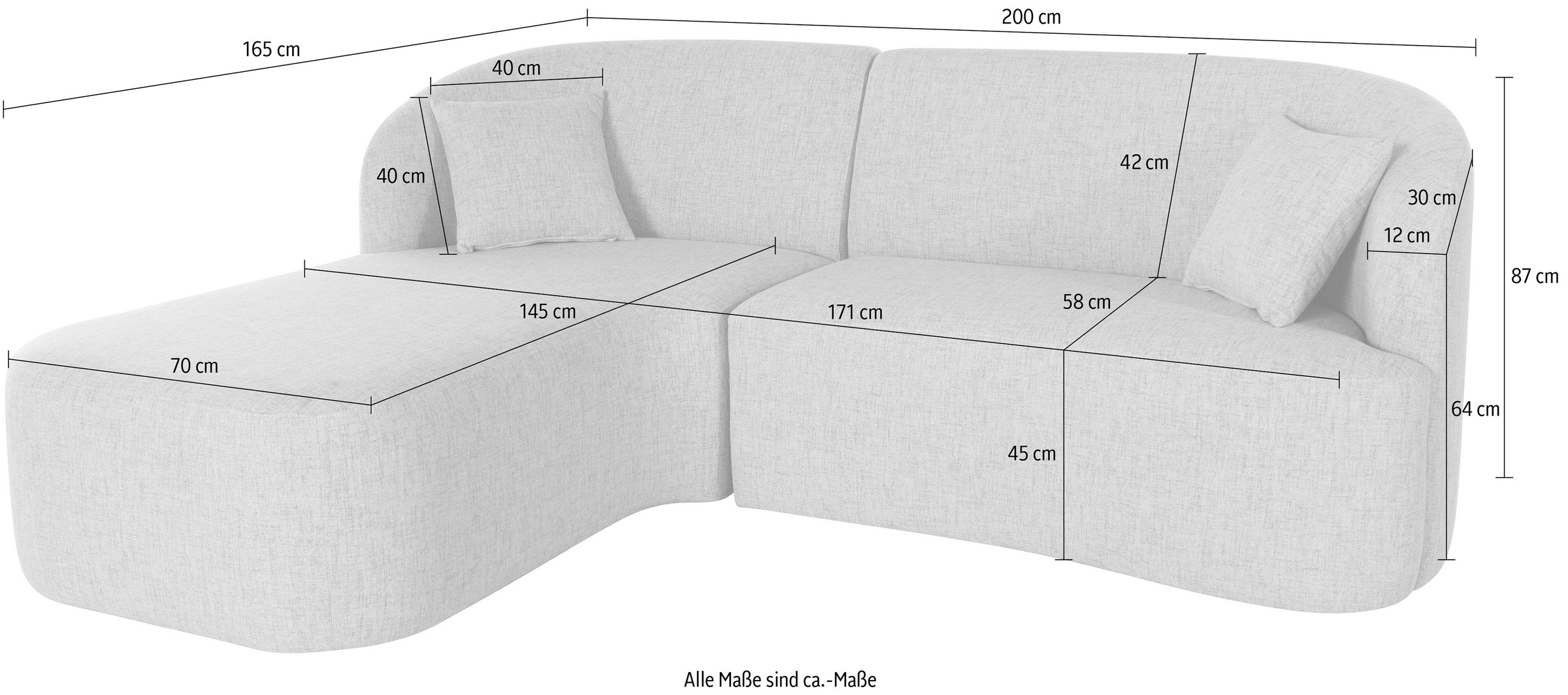 LeGer Home by Lena Gercke Ecksofa »Dilara L-Form«, gerundete Rückenlehne und Front, in 3 Bezugsqualitäten