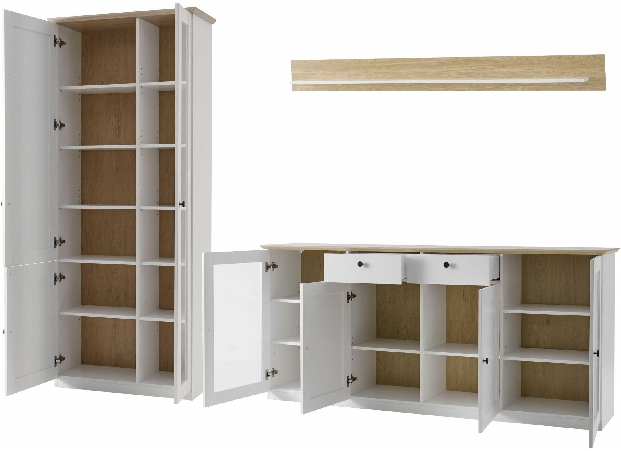 GOODproduct Wohnwand »Brest, Anbauwand im Landhausstil, Komplettset, Wohnzimmer-Set« Set, 3 Stk. tlg.