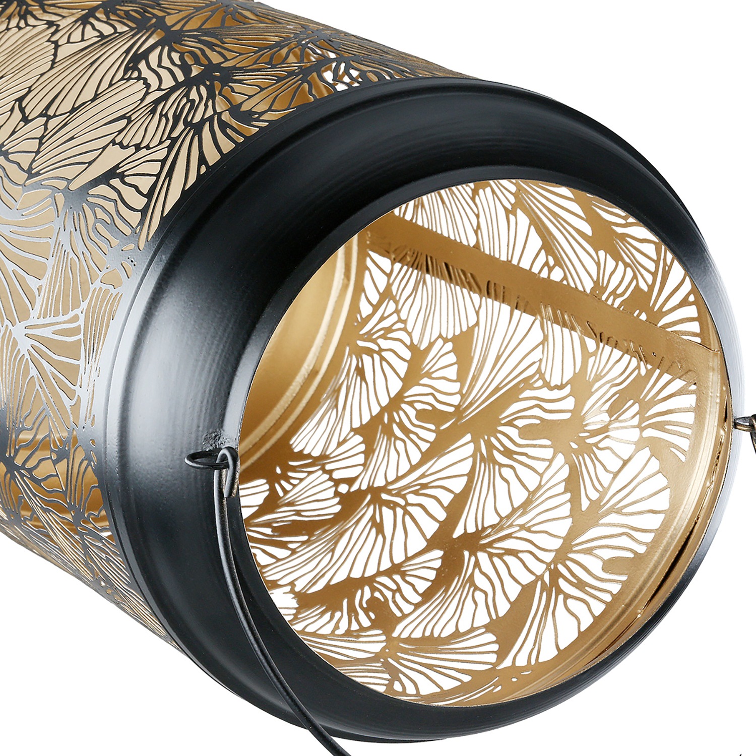 GILDE Windlicht »Windlicht Ginkgo, schwarz H.36 cm«