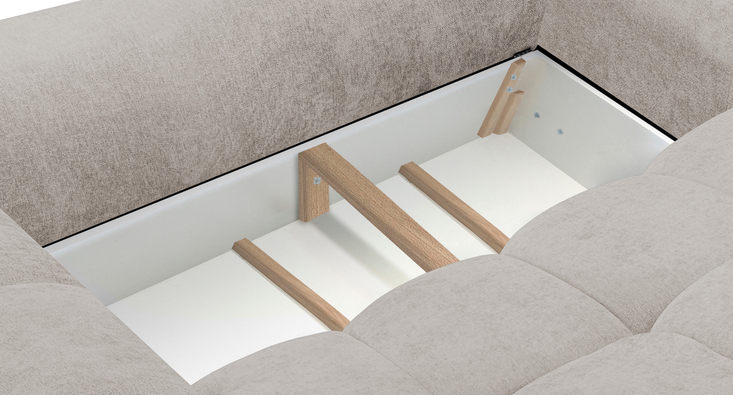 exxpo - sofa fashion 3-places »Alessano, 254 cm breit, modern & gemütlich« Verlässliche Qualität, inkl.Bettfunktion, Bettkasten, 2x Plaidskissen