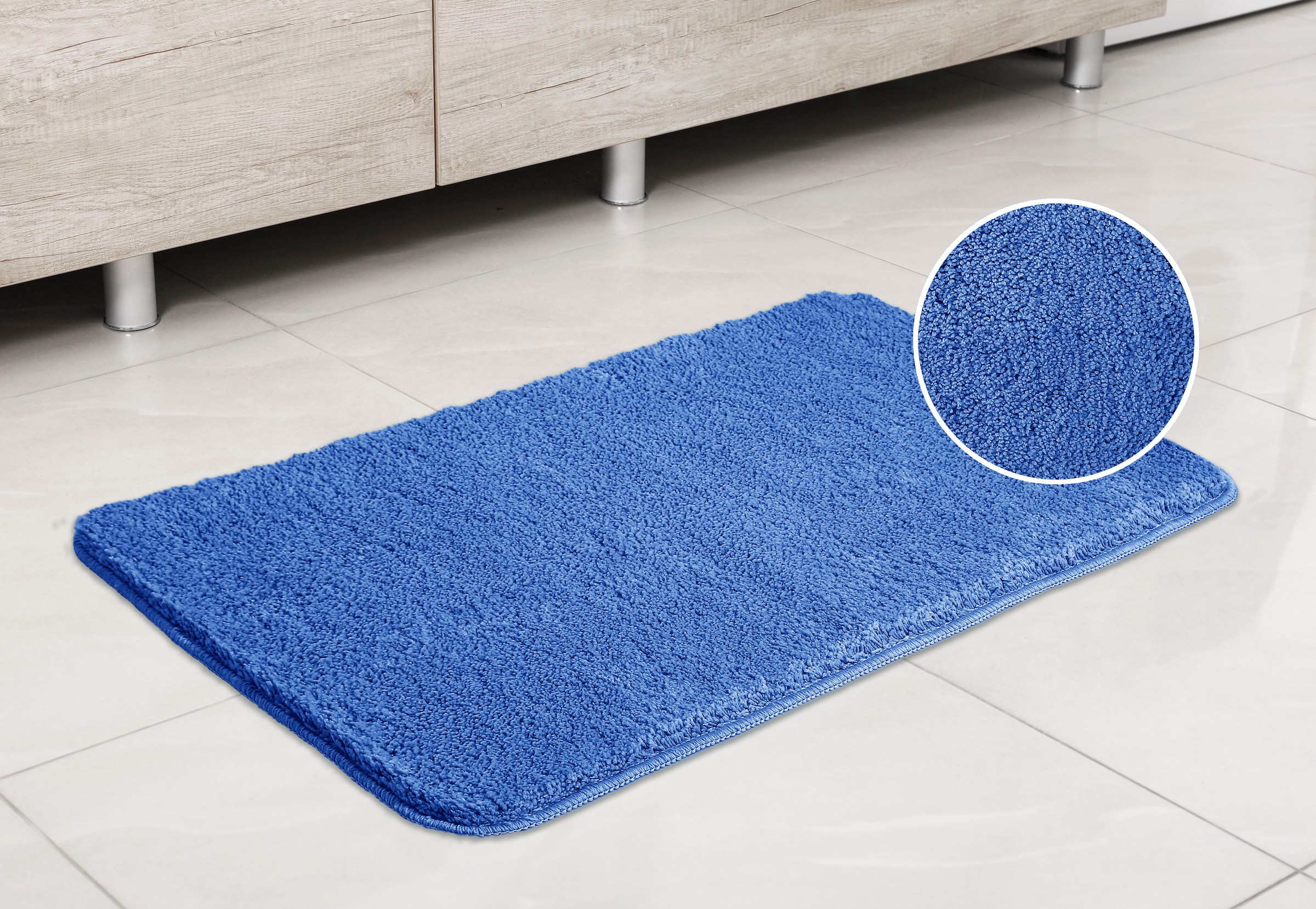 my home Badematte »Inga, Badezimmer Teppich, Badvorleger«, rutschhemmend beschichtet, schnell trocknend-strapazierfähig-fussbodenheizungsgeeignet, Badteppich, unifarben, weich, als halbrund und rechteckig erhältlich