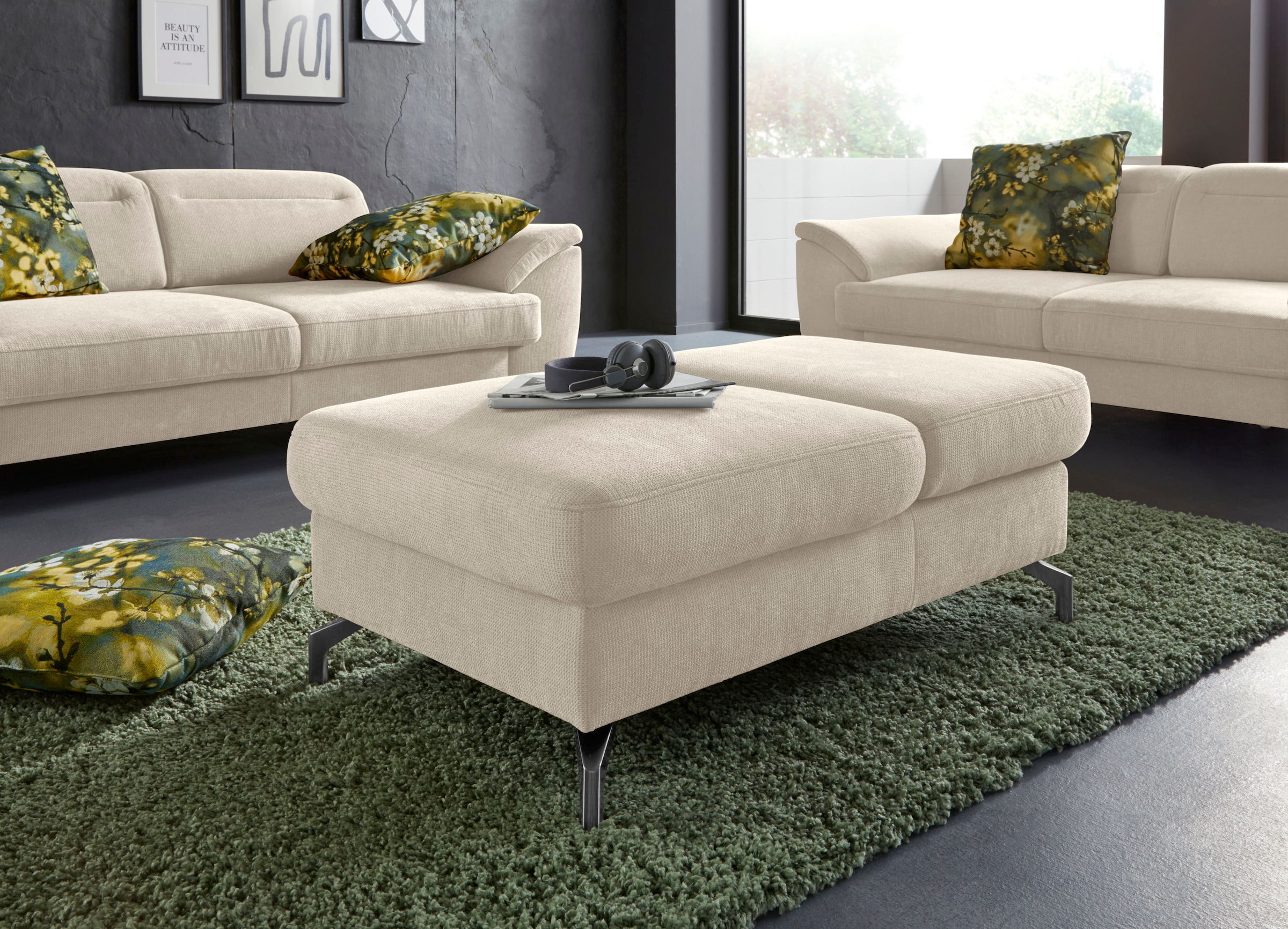 sit&more Hocker »Percy«, Fusshöhe 15cm, mit Klappfunktion, wahlweise in 2 Fussfarben